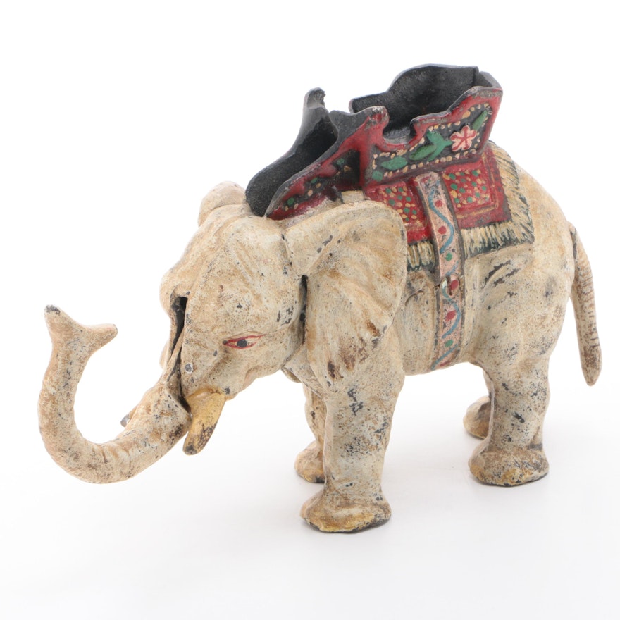 Elephant with Howdah Cast Iron Mechanical Bank