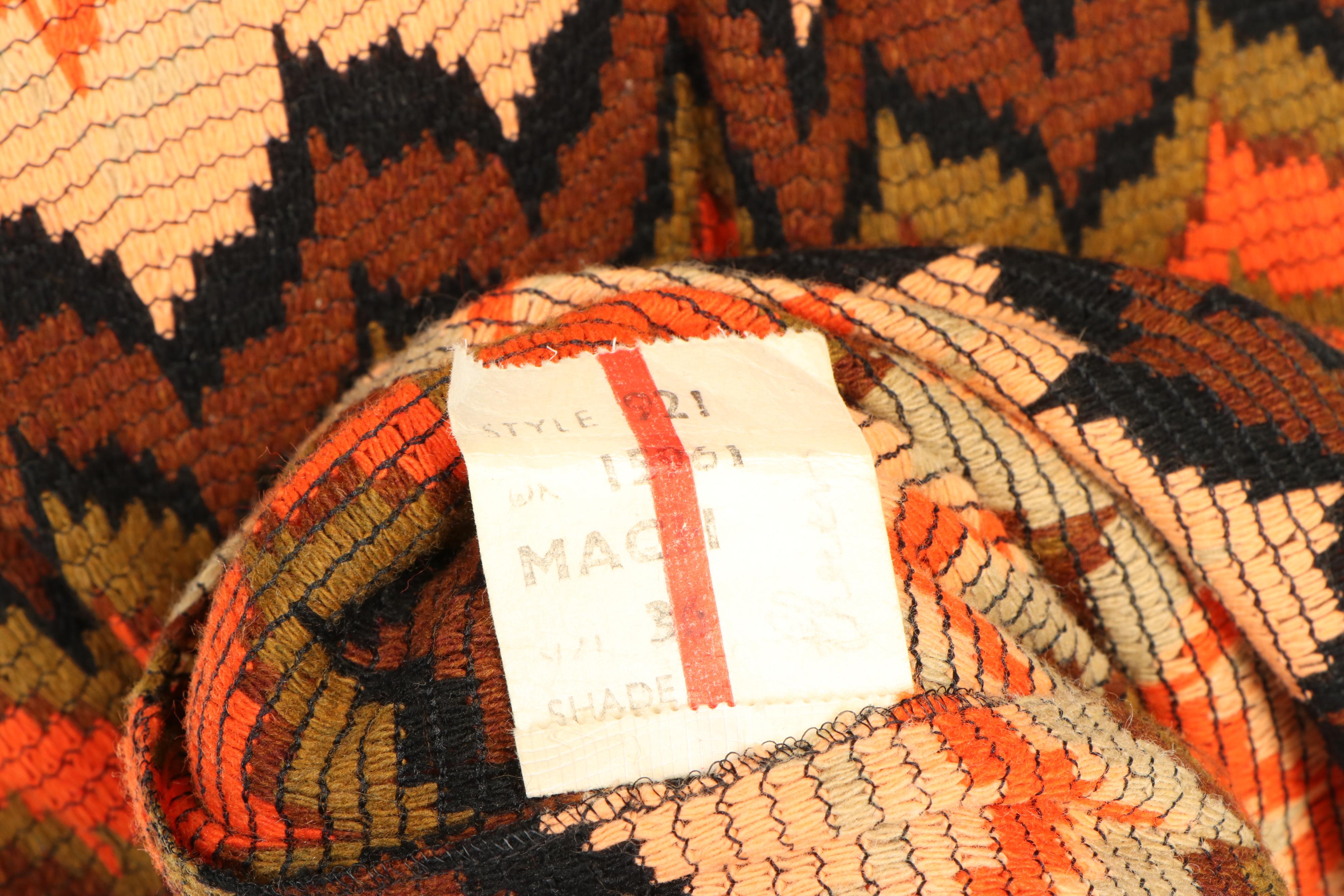 Saks Fifth Avenue Flame Stitch Wool Blend Knit Dress and Wrap, 1960s Vintage