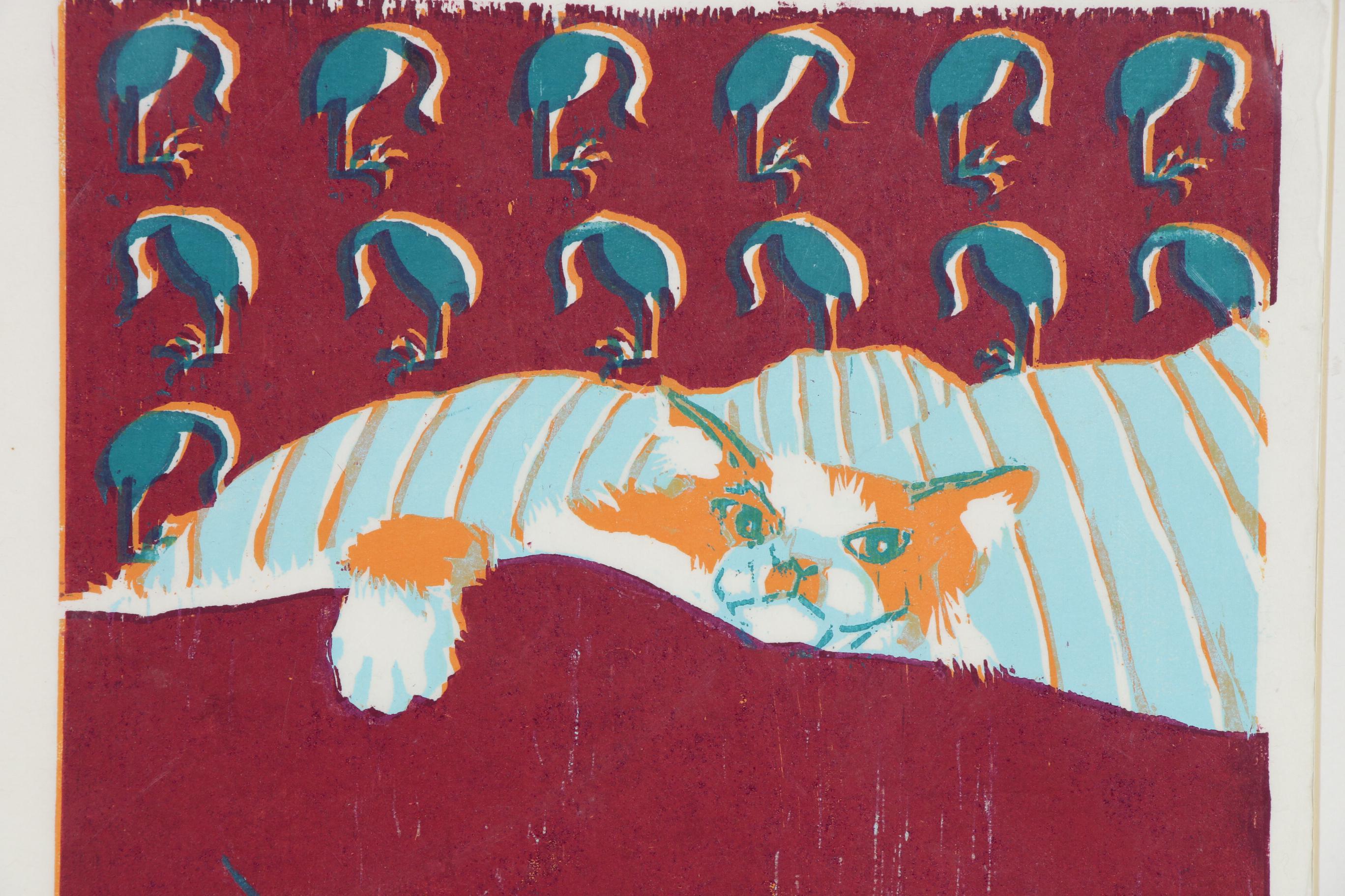 Martha Knox Woodcut "Pussietoes"