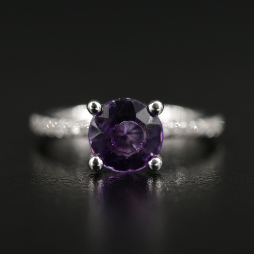 18K Amethyst and Diamond Ring