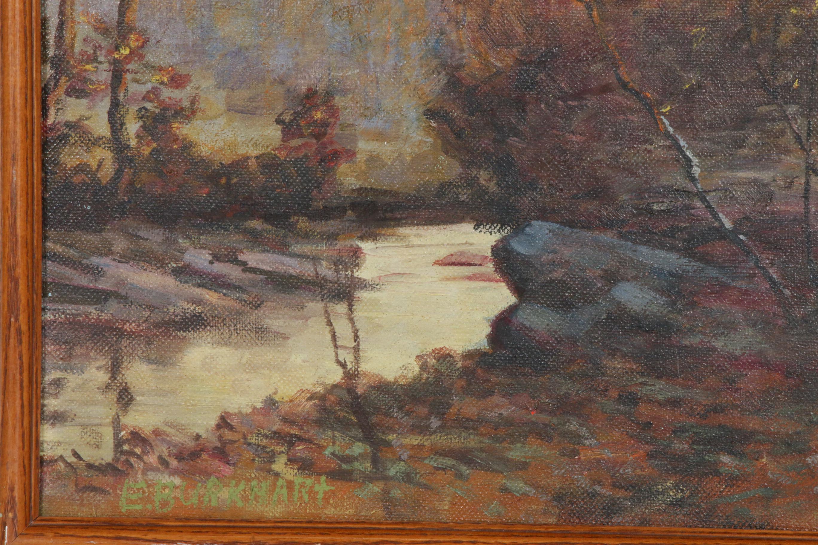 Emerson Burkhart Autumn Forest Landscape Oil Painting, Early to Mid 20th Century