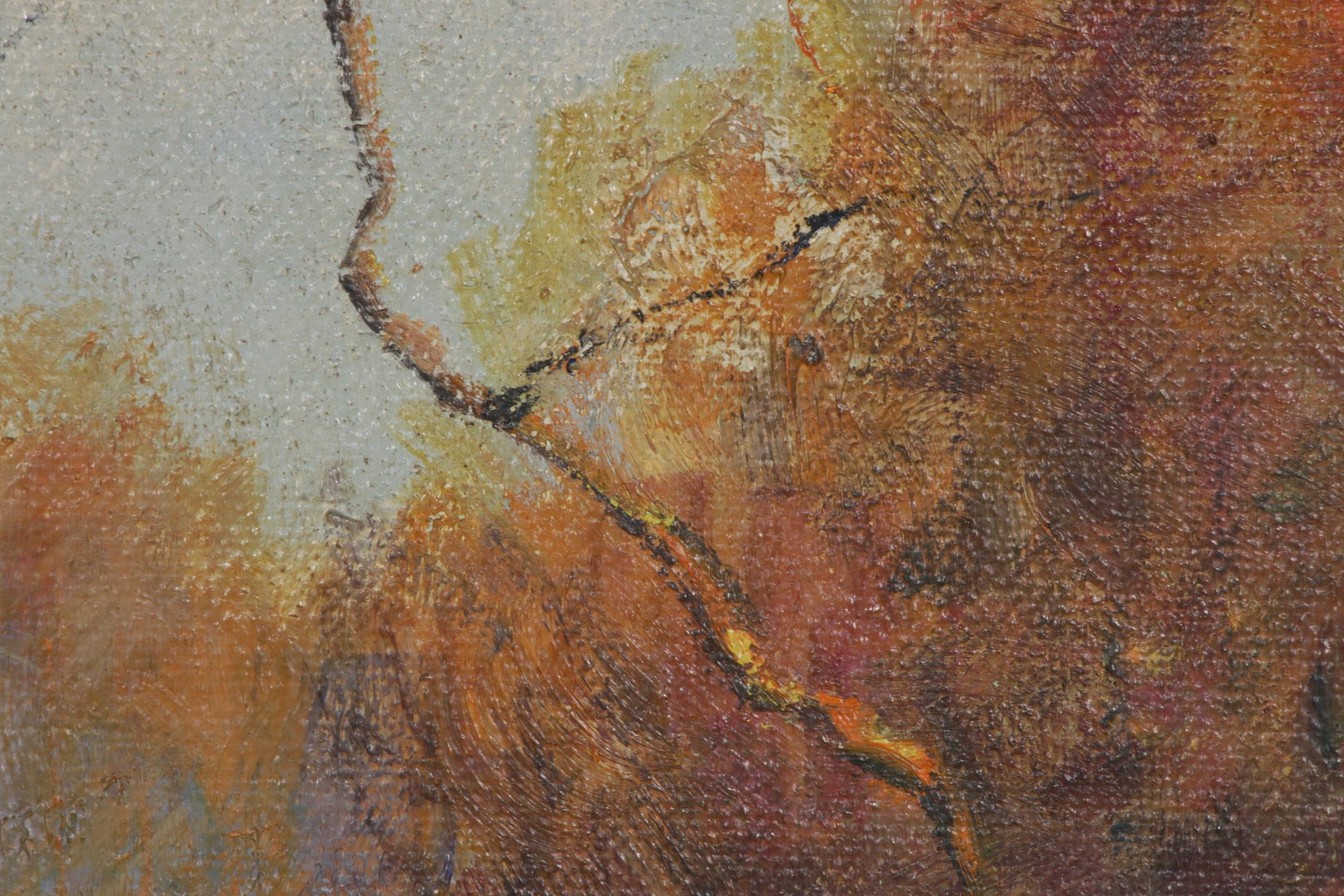 Emerson Burkhart Autumn Forest Landscape Oil Painting, Early to Mid 20th Century