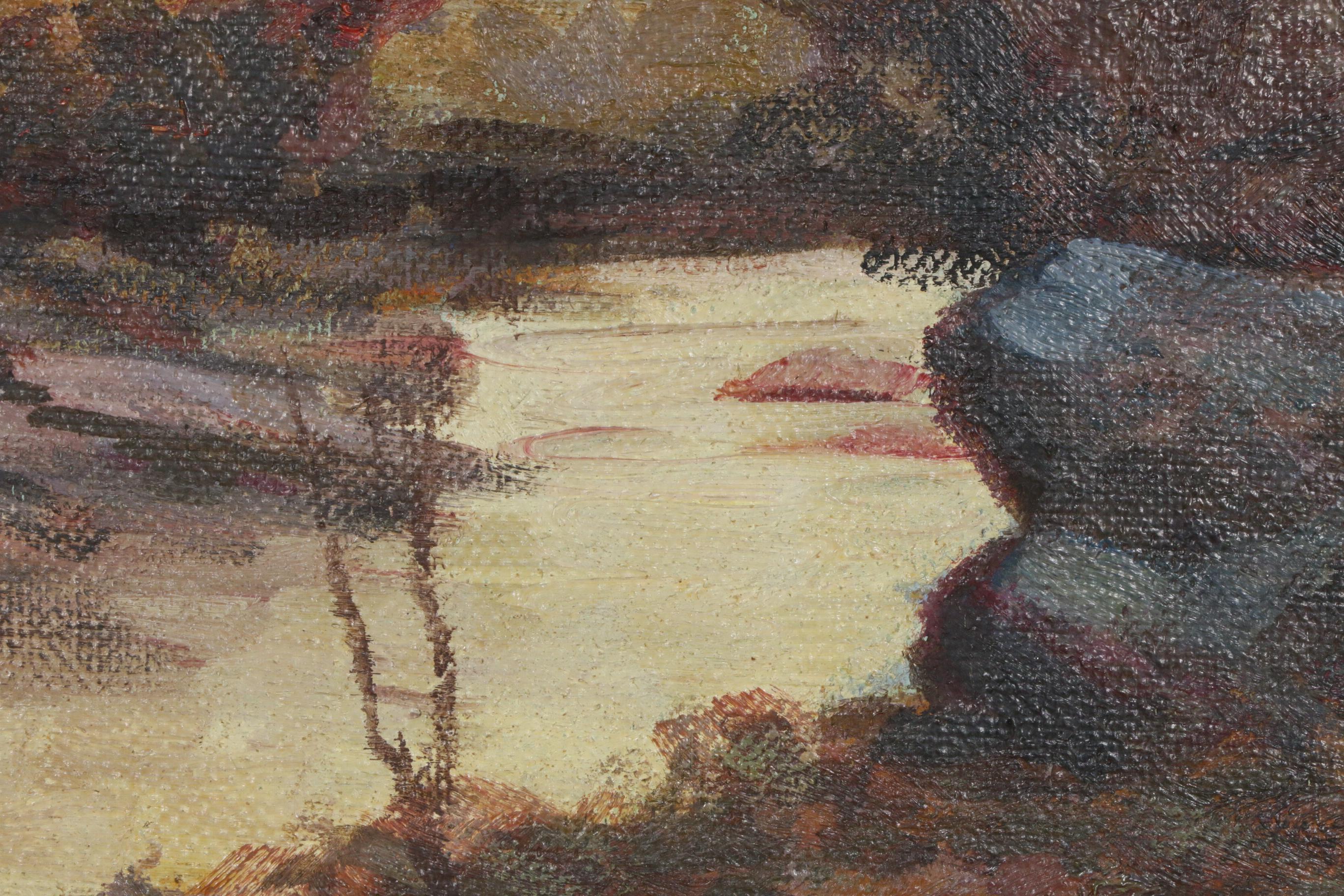 Emerson Burkhart Autumn Forest Landscape Oil Painting, Early to Mid 20th Century