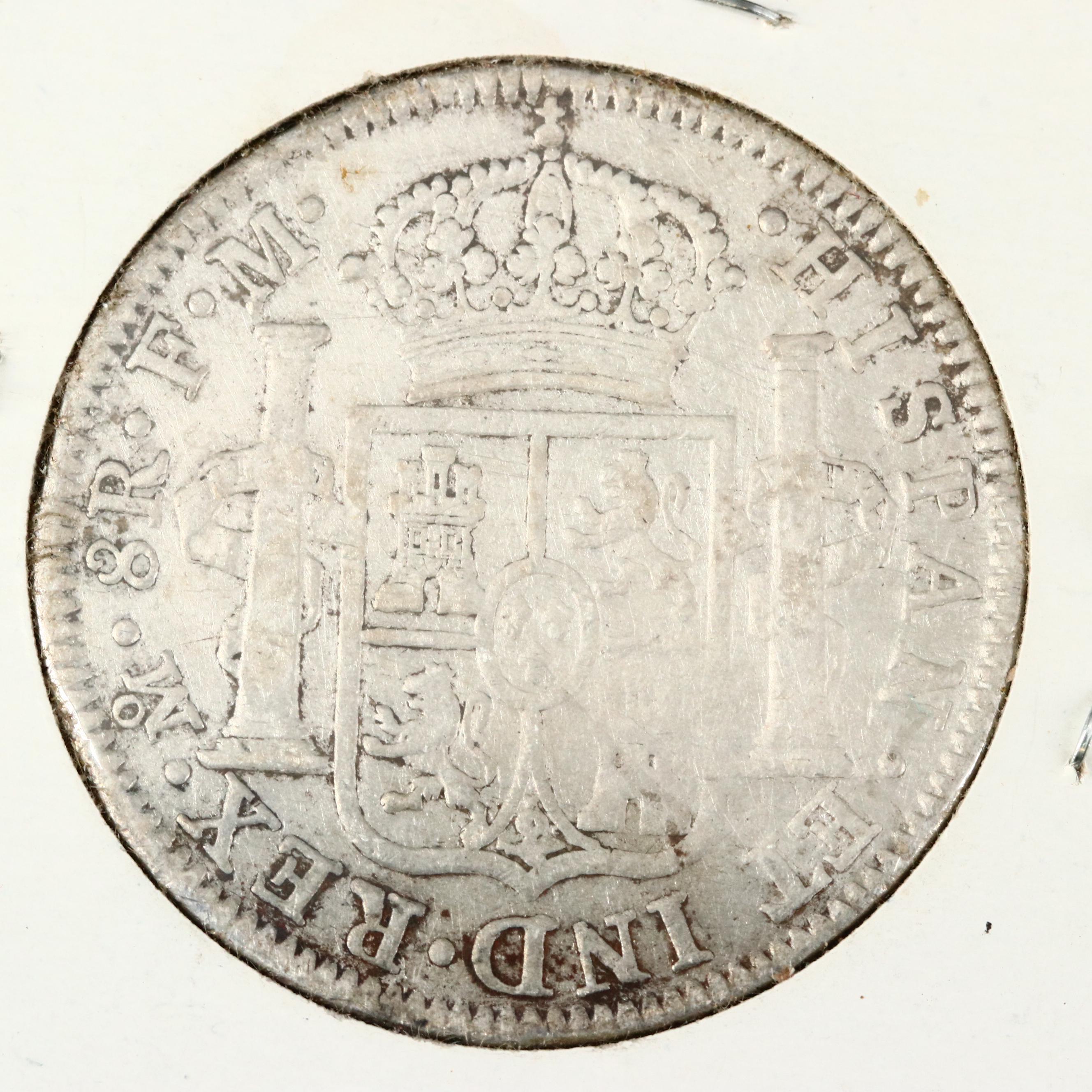 1796 Spanish Eight Reales Coin and 1898-O Morgan Silver Dollar