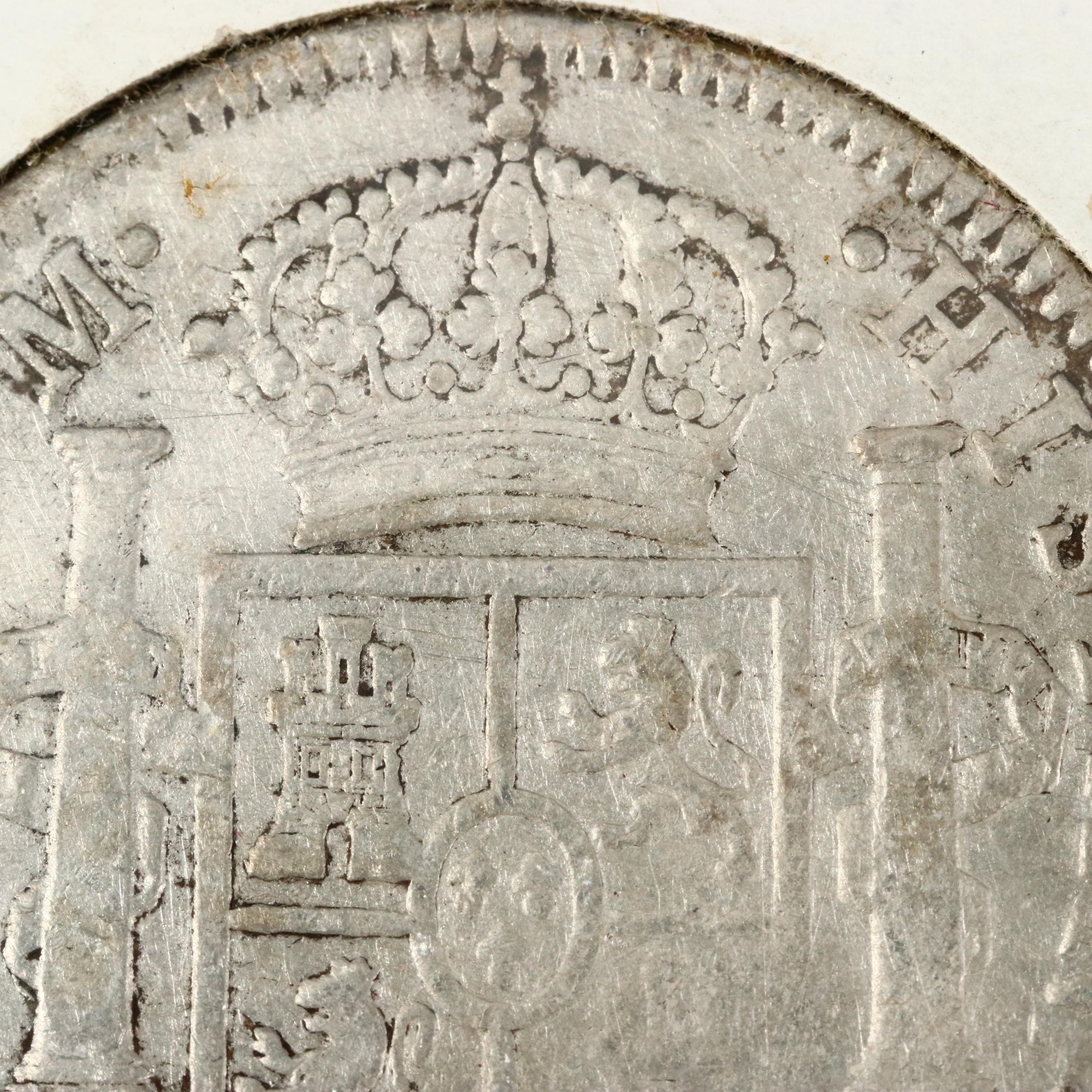 1796 Spanish Eight Reales Coin and 1898-O Morgan Silver Dollar