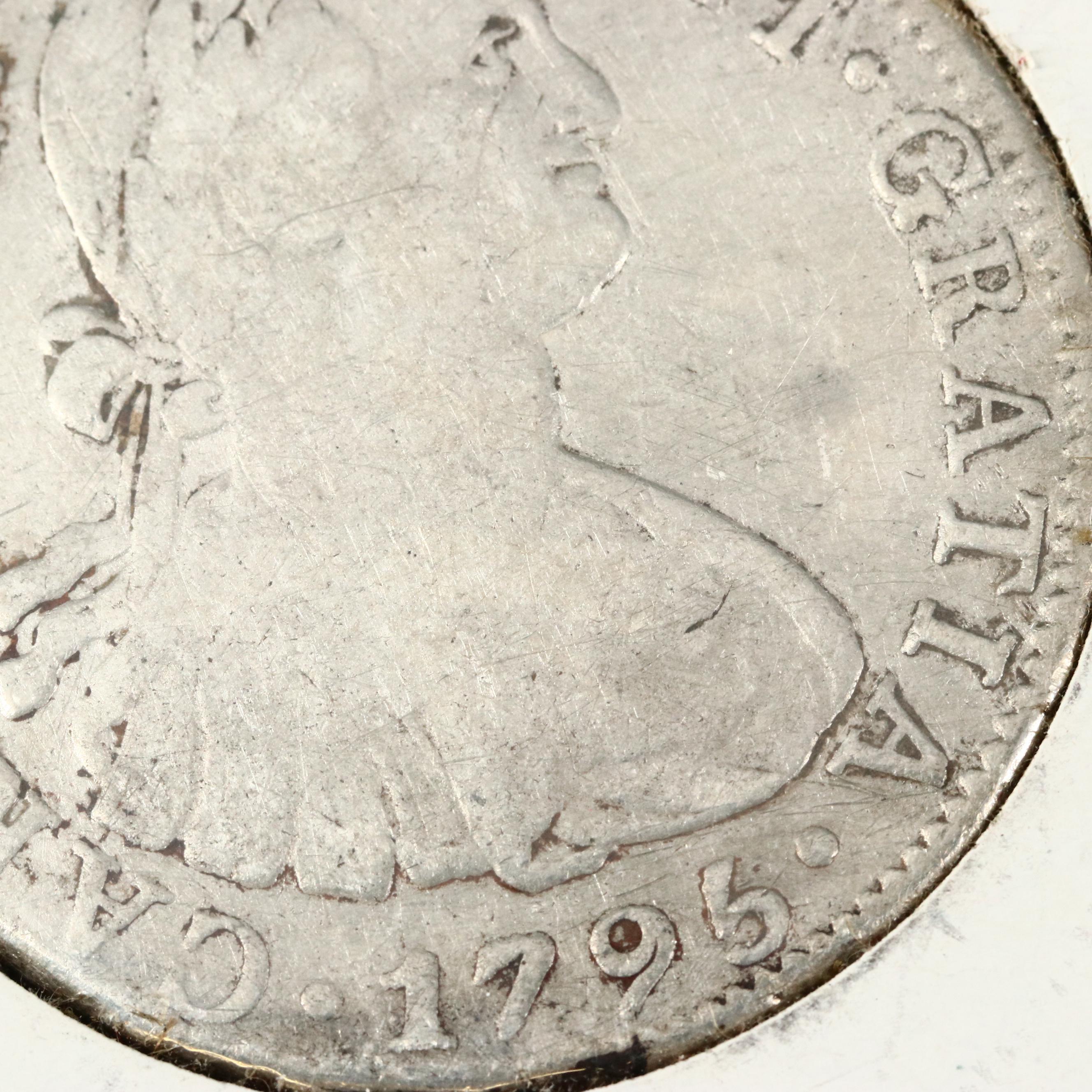 1796 Spanish Eight Reales Coin and 1898-O Morgan Silver Dollar