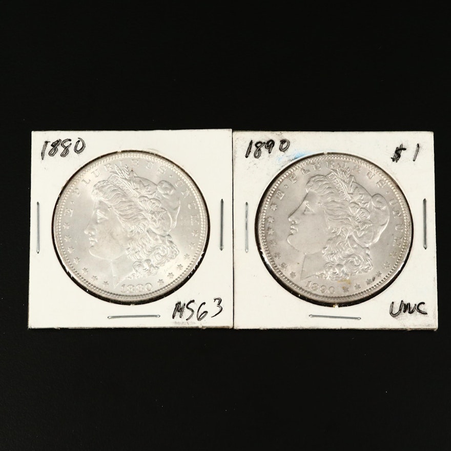 1880 and 1890 Morgan Silver Dollar