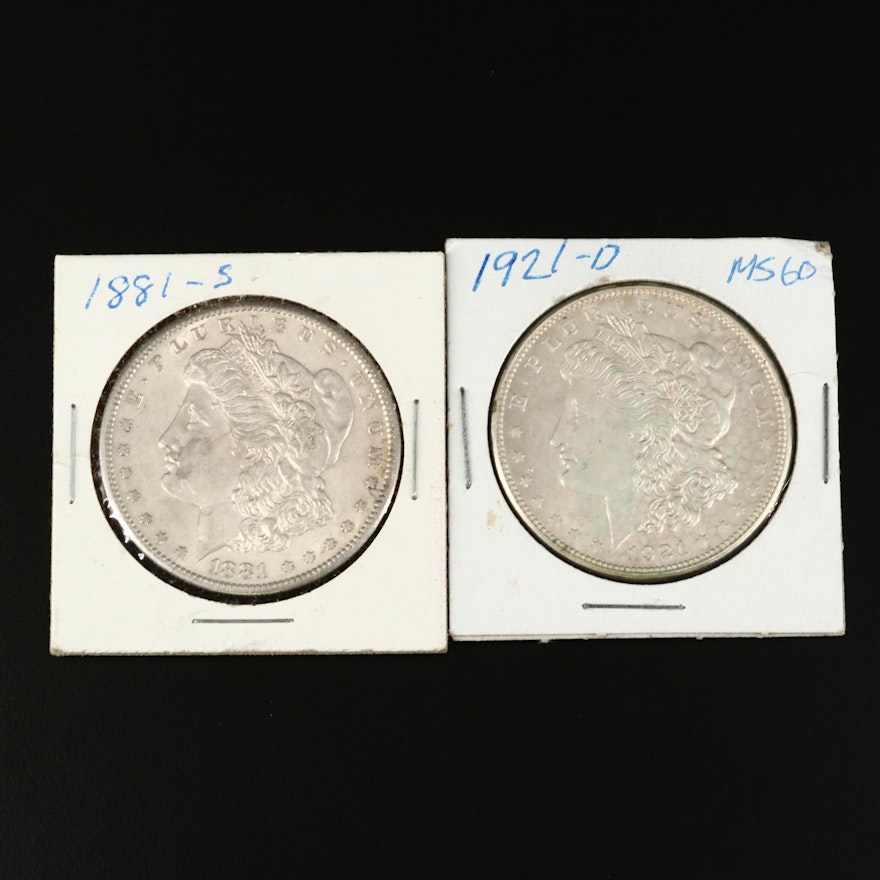 1881-S and 1921-D Morgan Silver Dollar