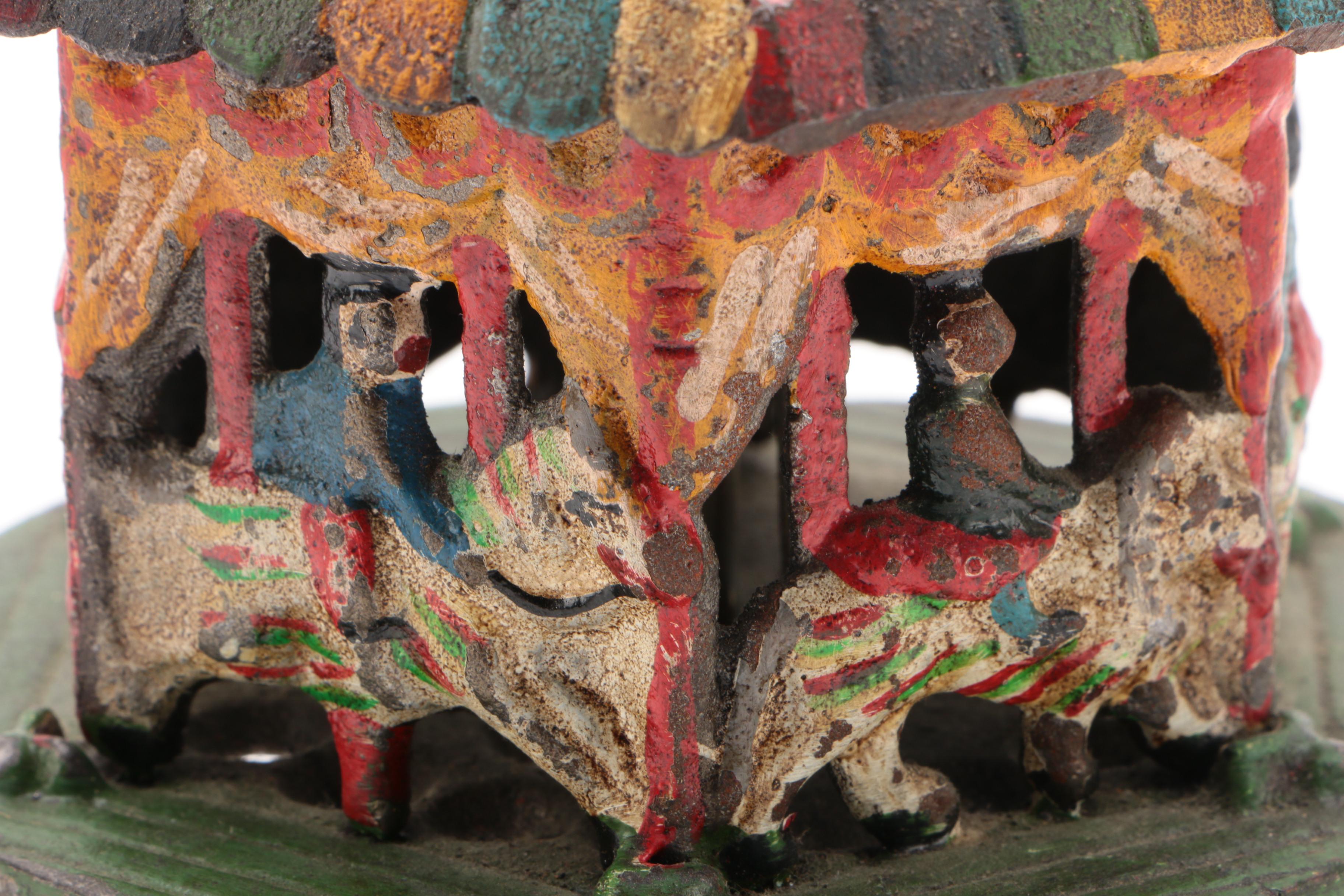 Carousel Merry-Go-Round Cast Iron Still Bank, 20th Century