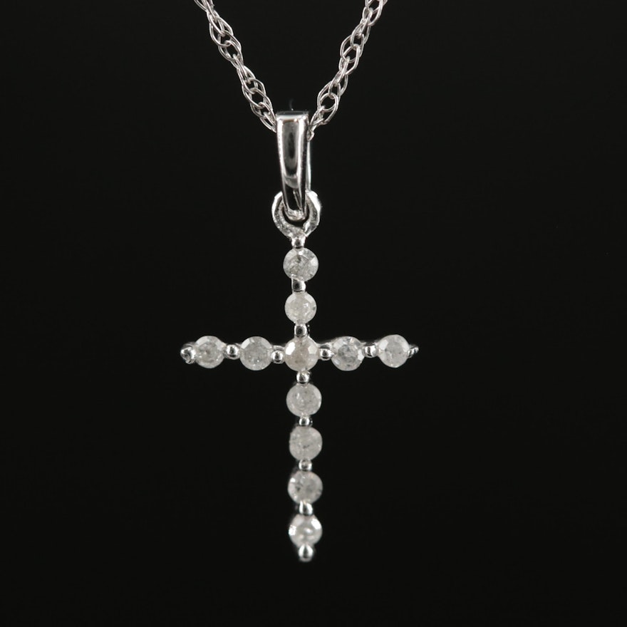14K Gold Diamond Cross Necklace