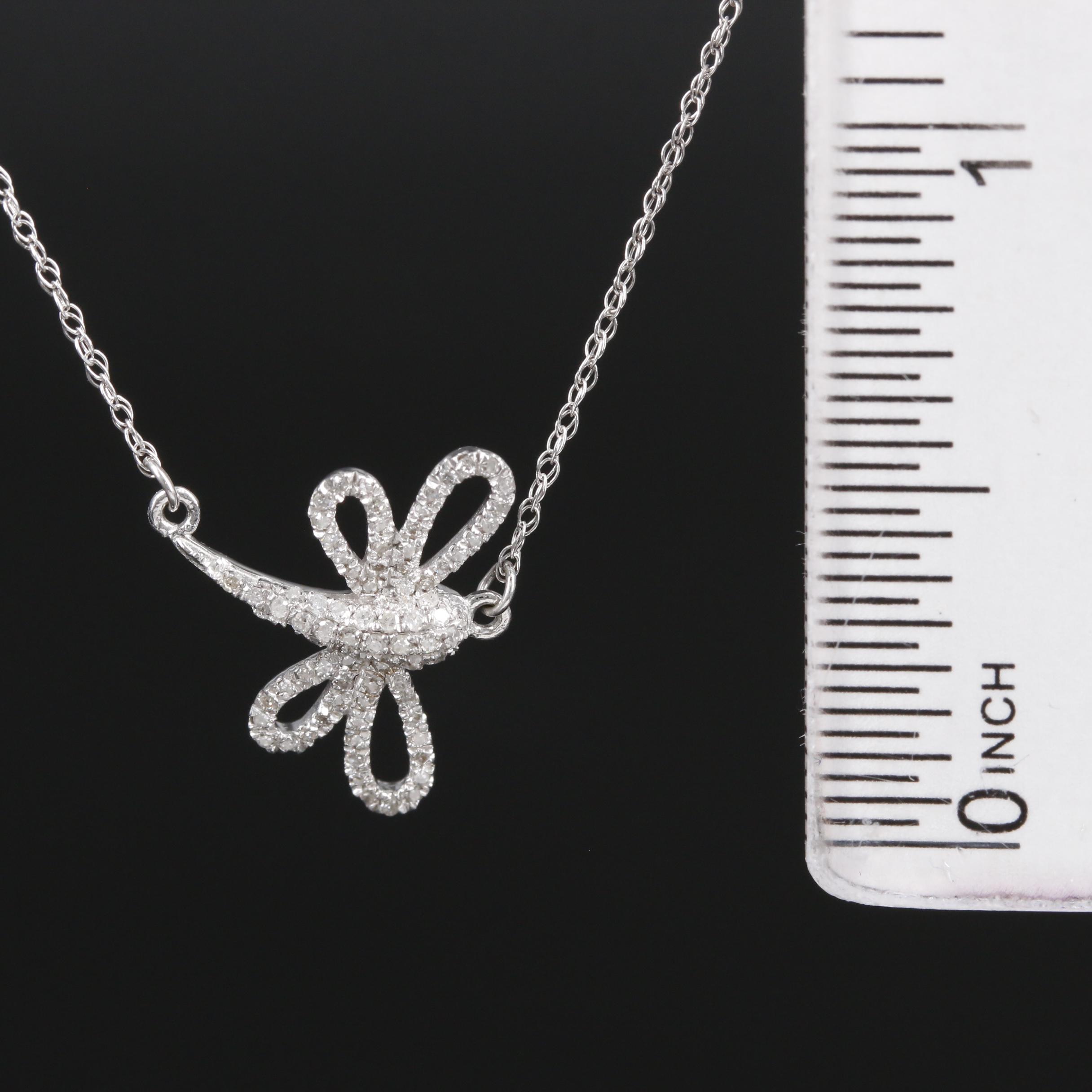 14K Gold Diamond Dragonfly Necklace