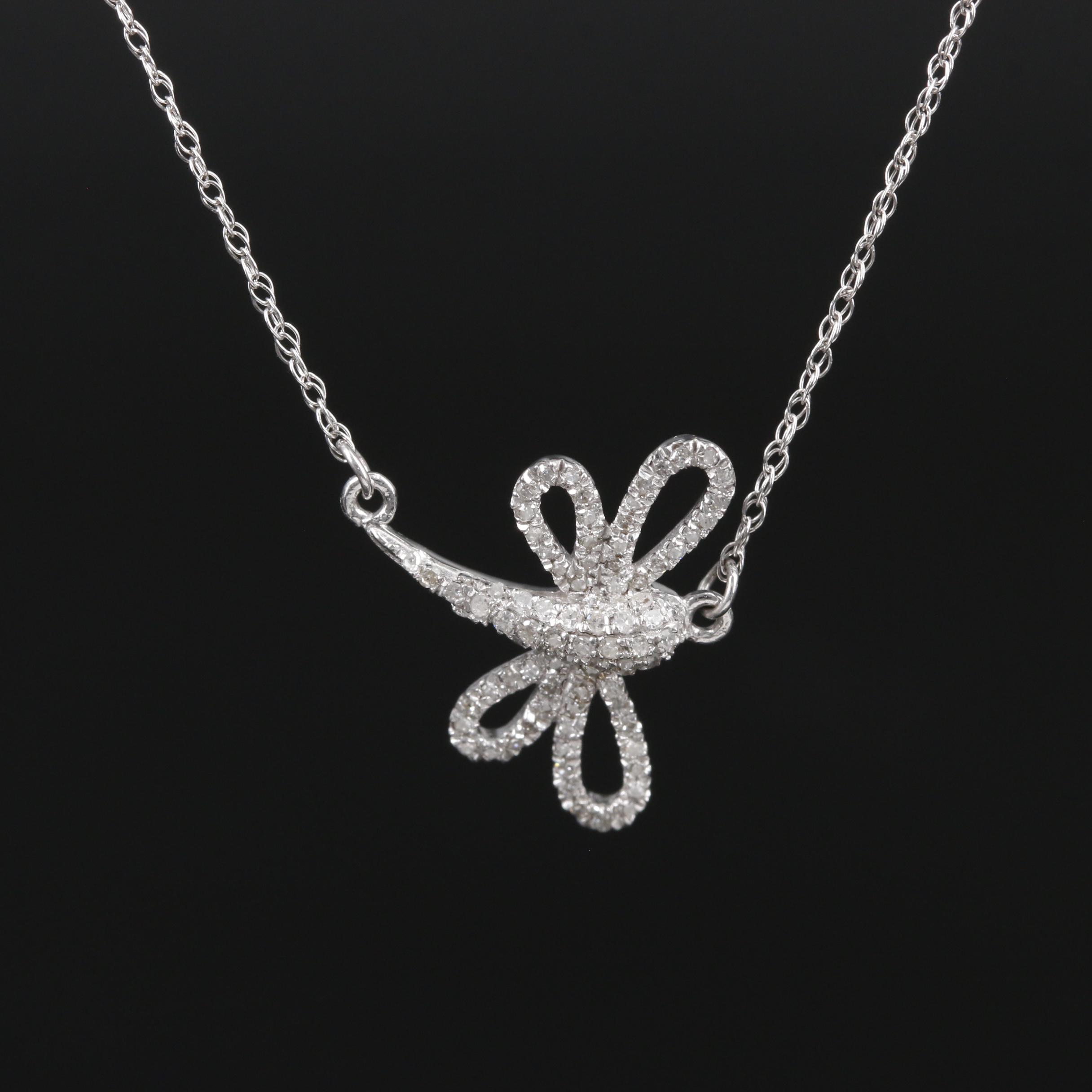 14K Gold Diamond Dragonfly Necklace
