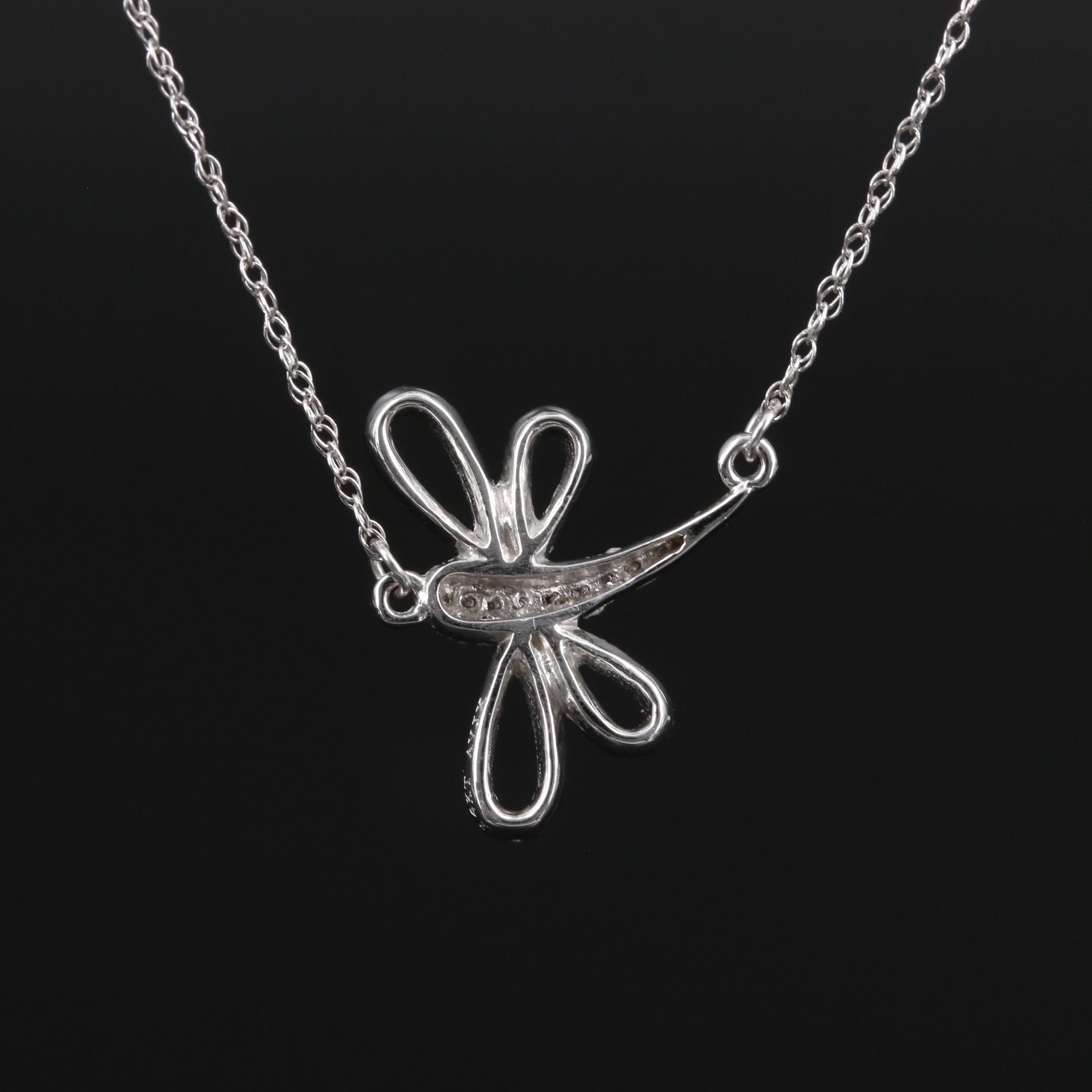 14K Gold Diamond Dragonfly Necklace