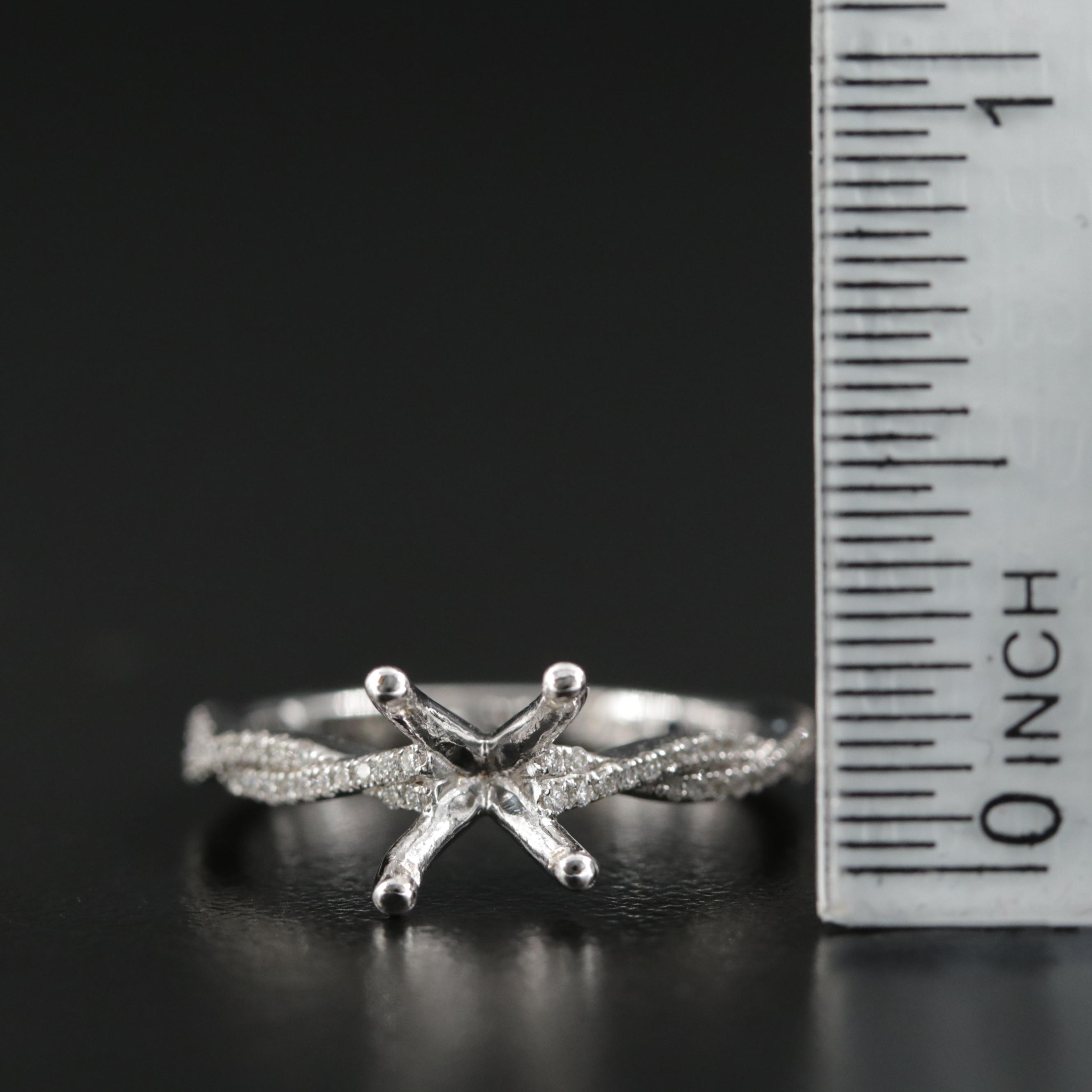 14K White Gold Diamond Semi-Mount Ring