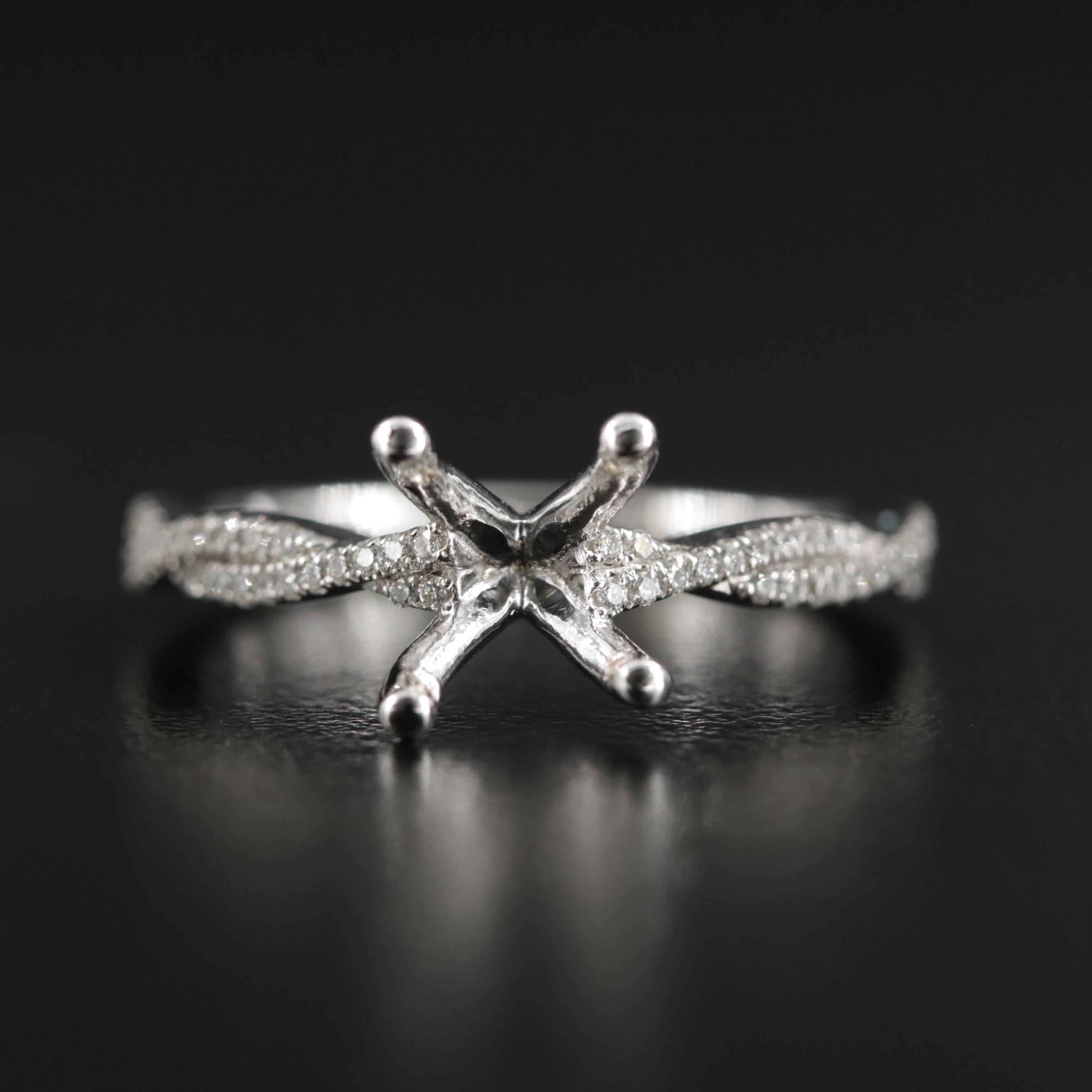 14K White Gold Diamond Semi-Mount Ring