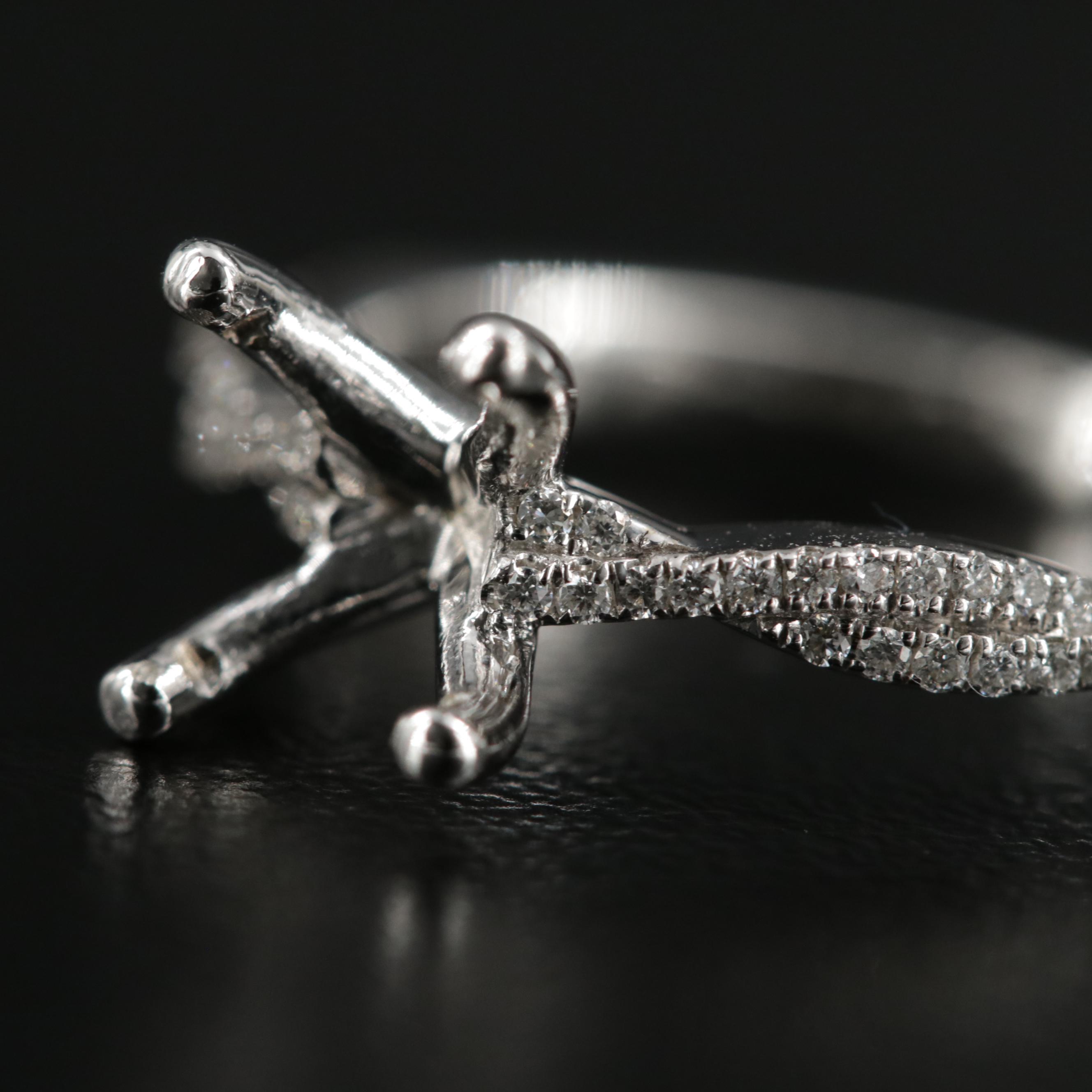 14K White Gold Diamond Semi-Mount Ring