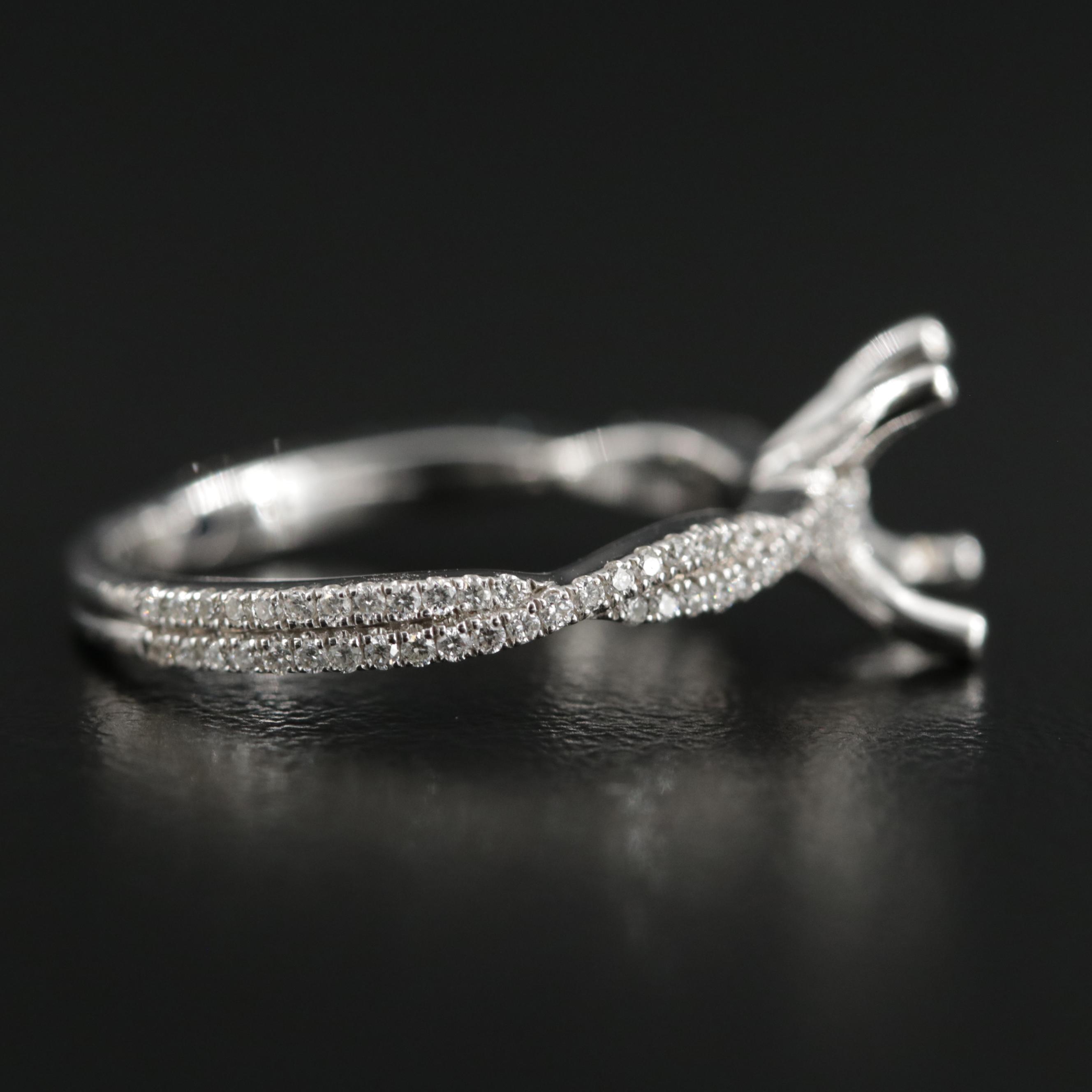 14K White Gold Diamond Semi-Mount Ring