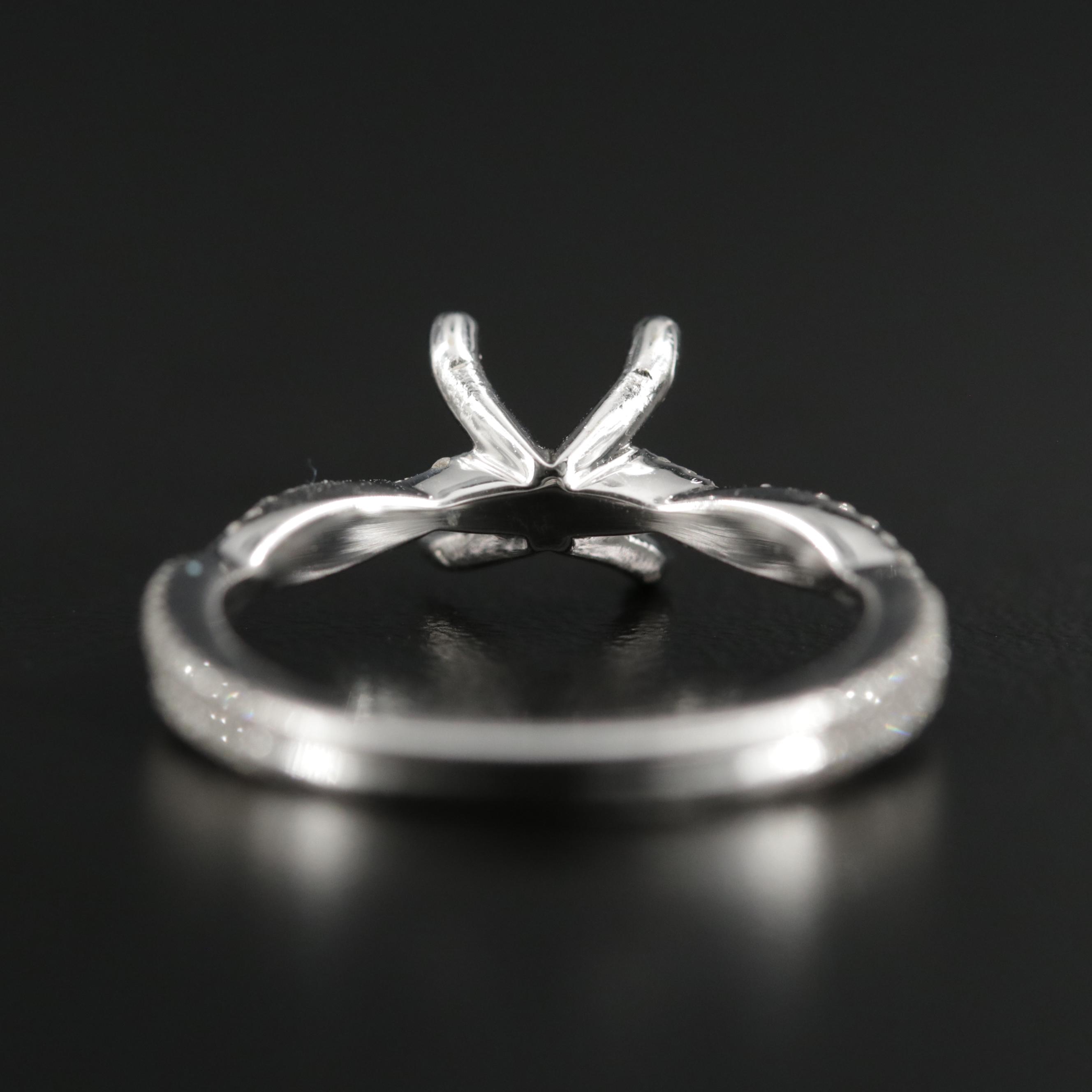 14K White Gold Diamond Semi-Mount Ring