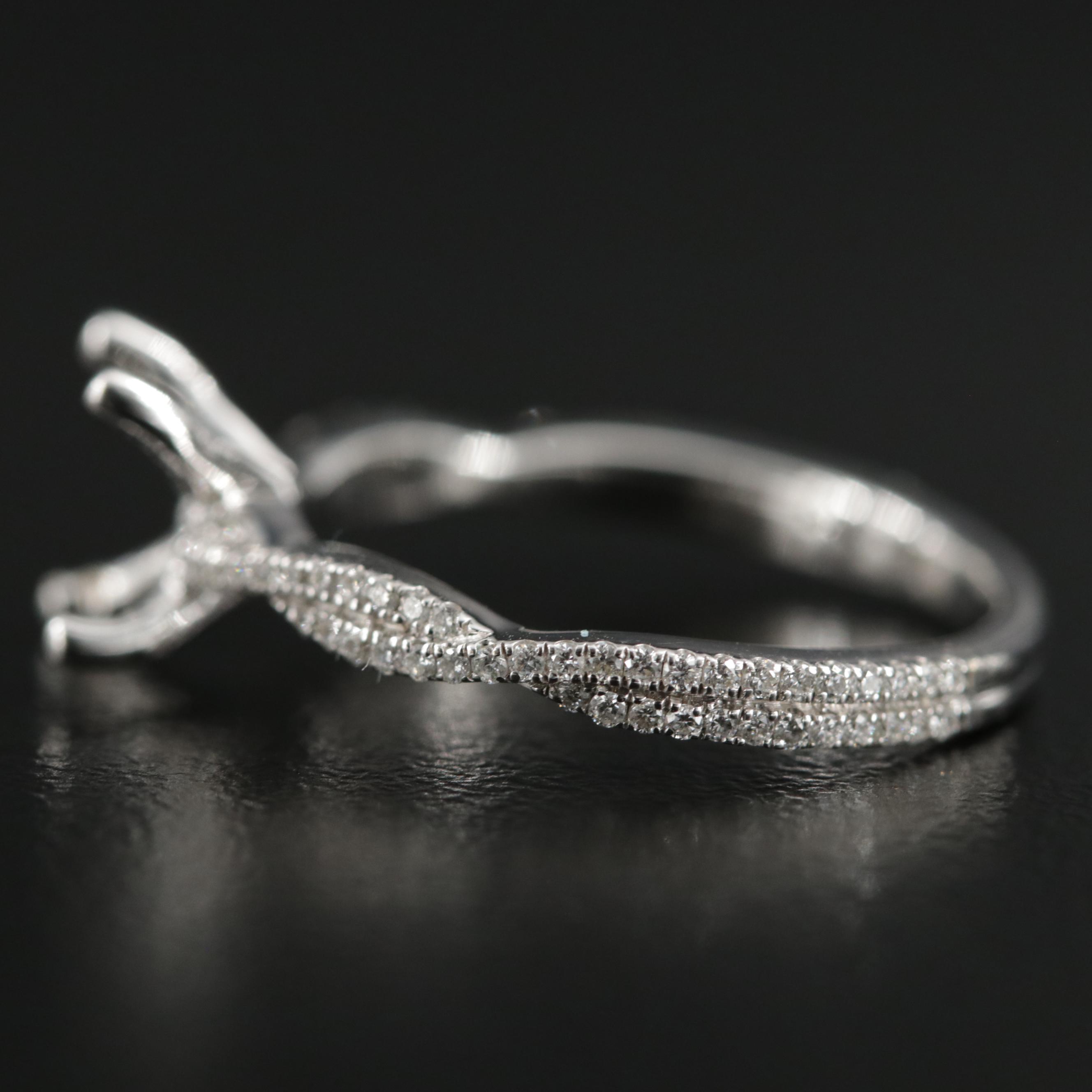 14K White Gold Diamond Semi-Mount Ring