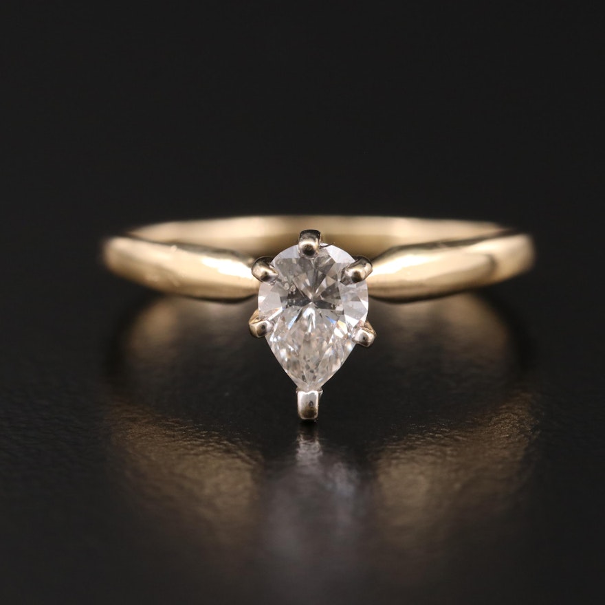 14K Yellow Gold 0.44 CT Diamond Solitaire Ring