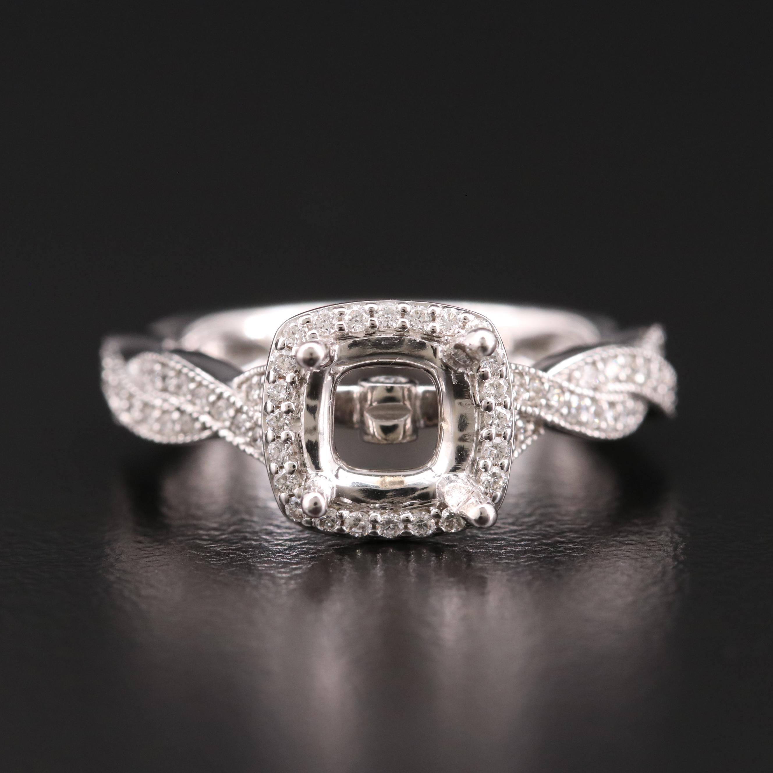 14K Gold Diamond Semi-Mount Ring