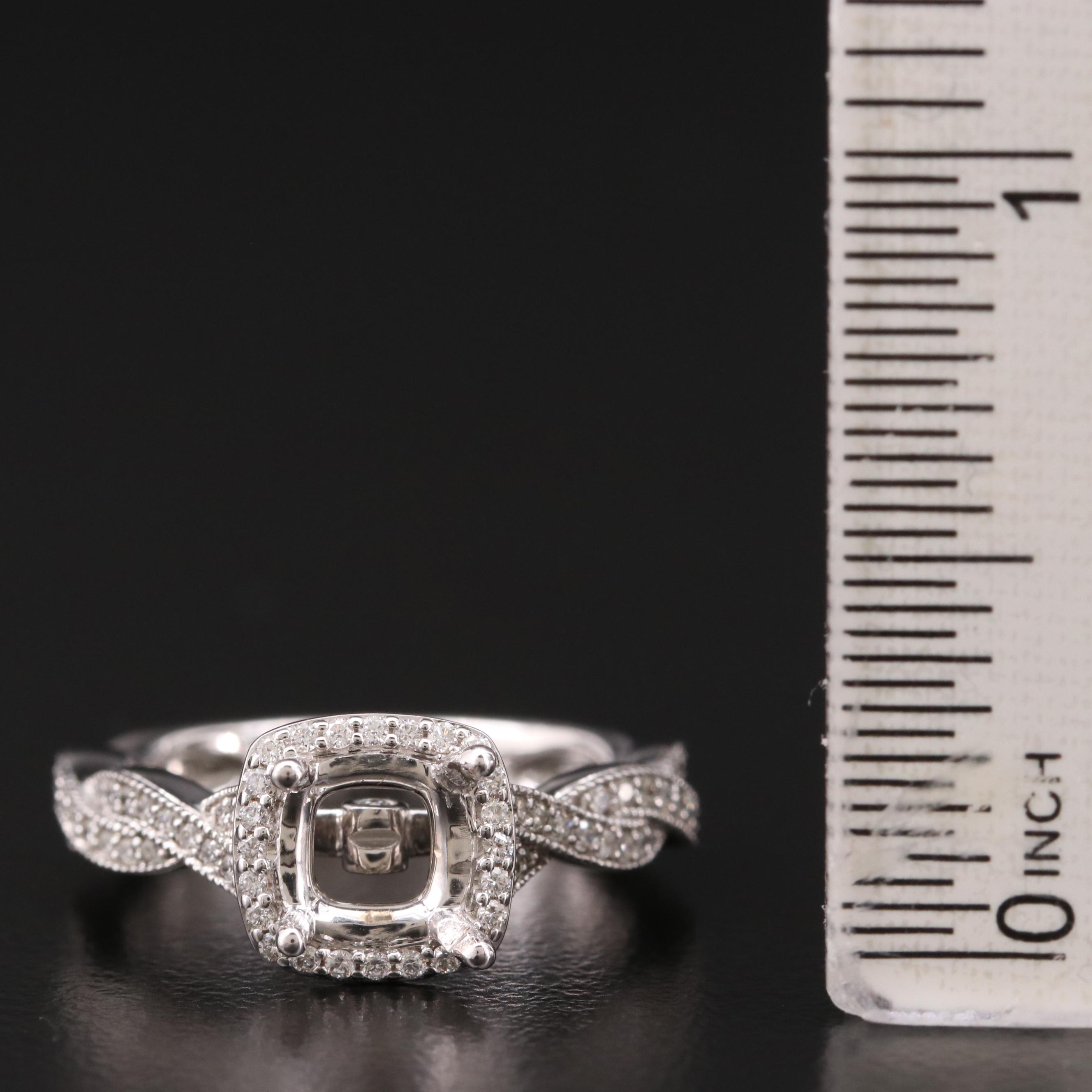 14K Gold Diamond Semi-Mount Ring