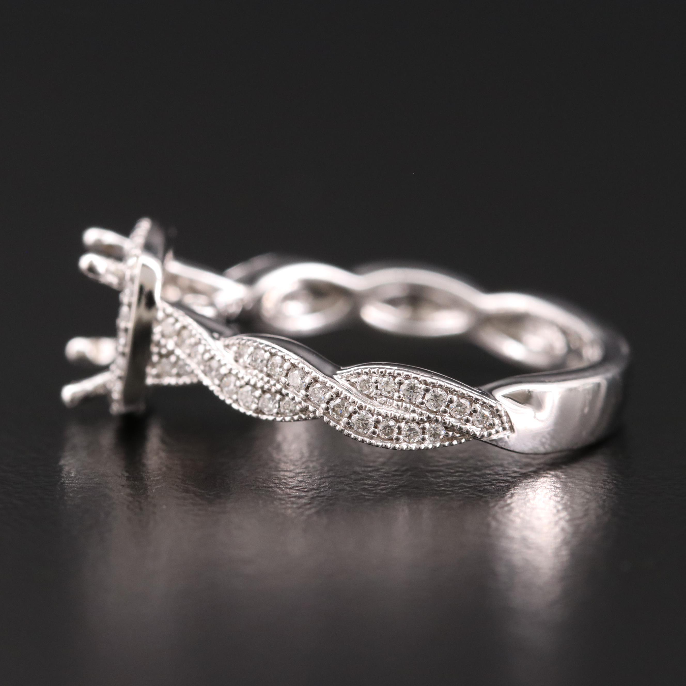 14K Gold Diamond Semi-Mount Ring