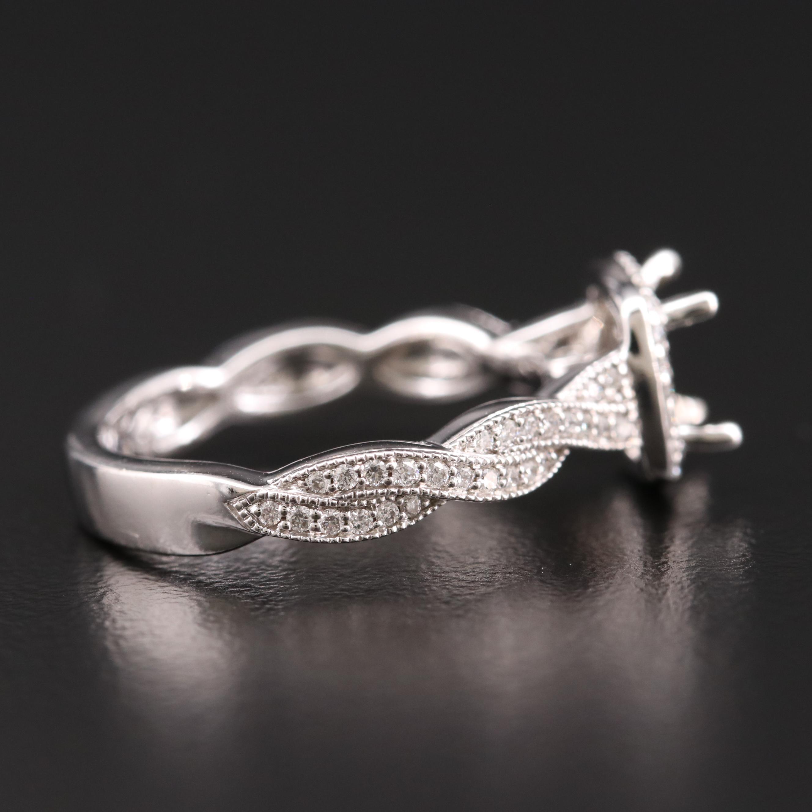 14K Gold Diamond Semi-Mount Ring