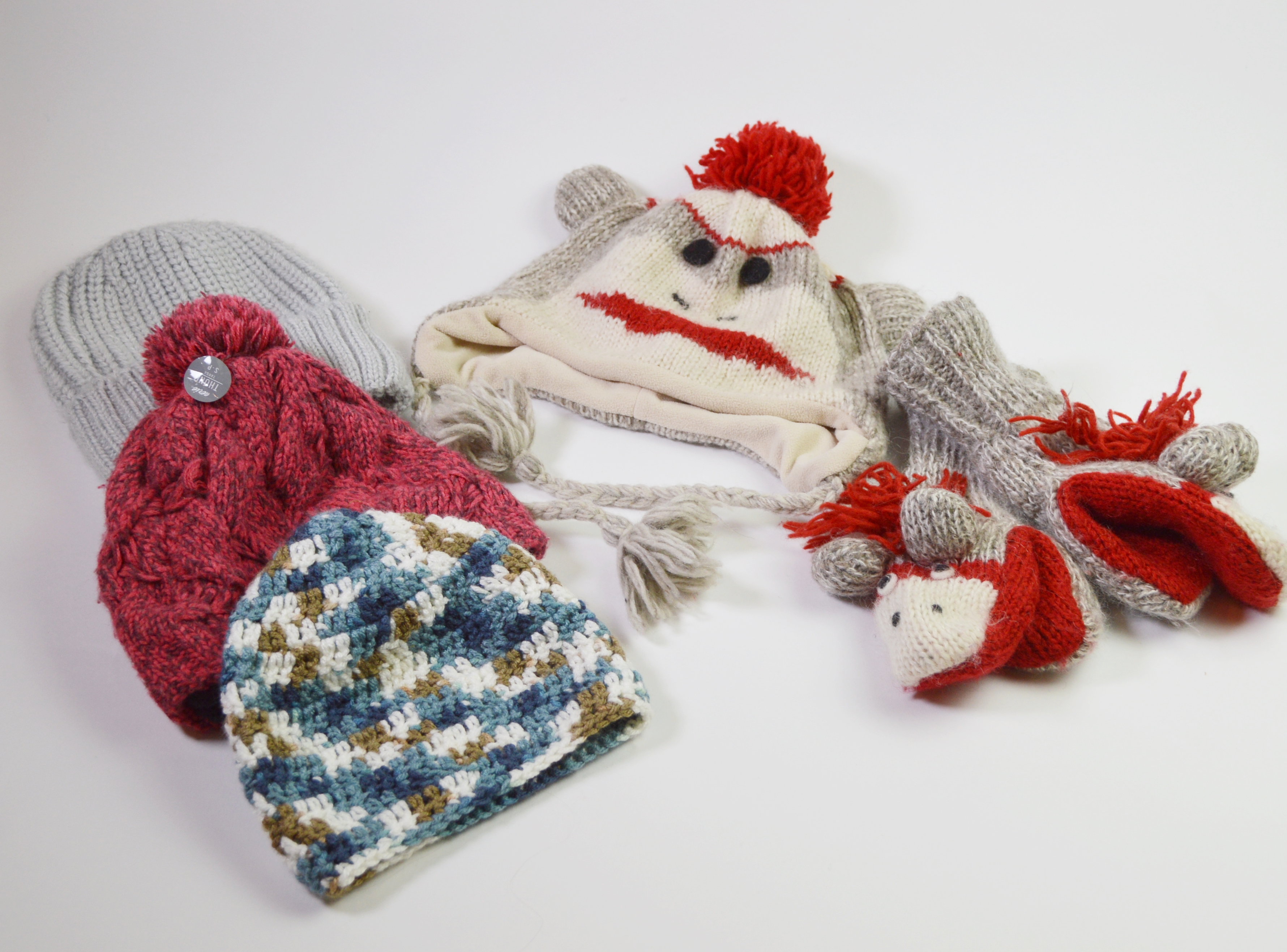 Nirvanna Designs Sock Monkey Hat and Gloves, Spyder and Other Knit Hats