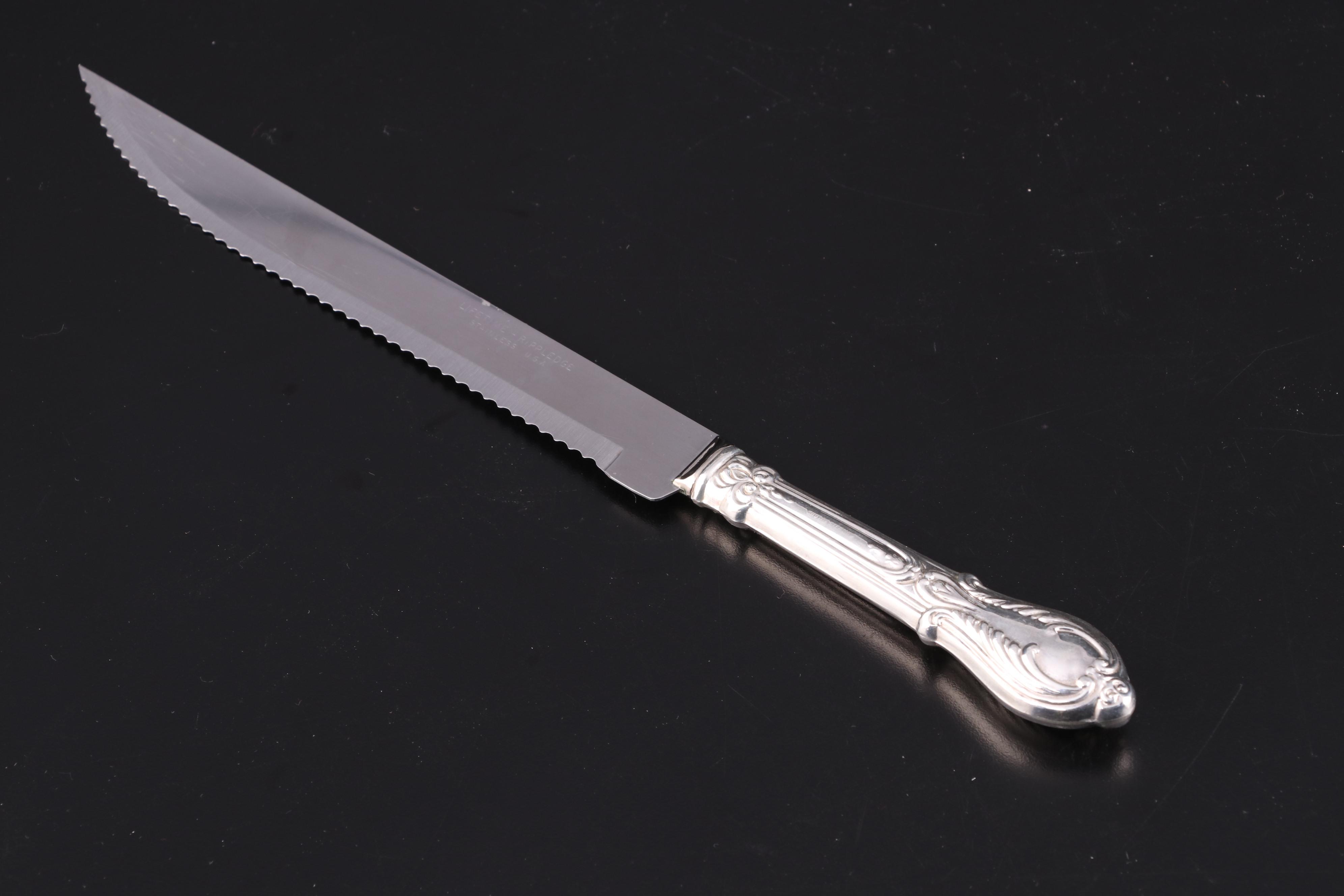 Crown Sterling Silver Handled Carving Set and Serving Utensils