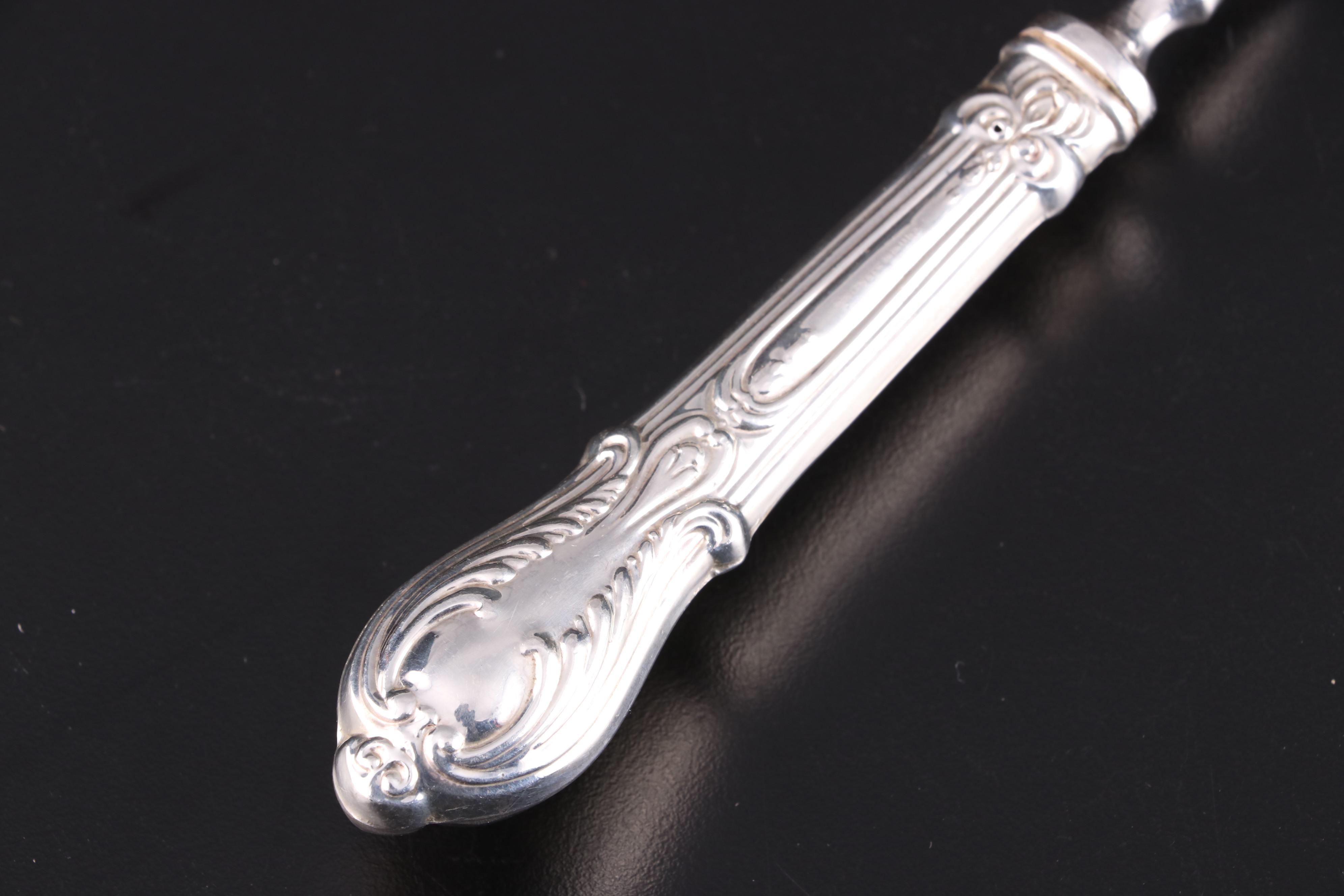 Crown Sterling Silver Handled Carving Set and Serving Utensils