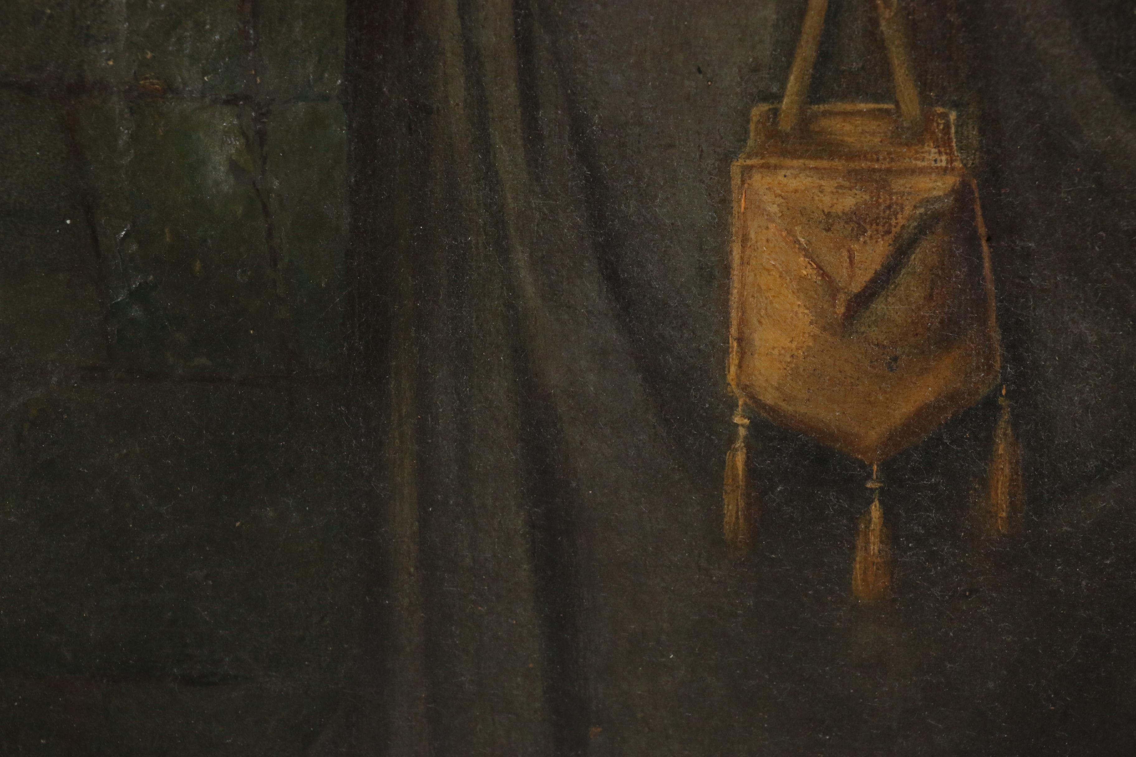 Oil Painting after Jean-Baptiste Bertrand "At the Shrine", Late 19th Century