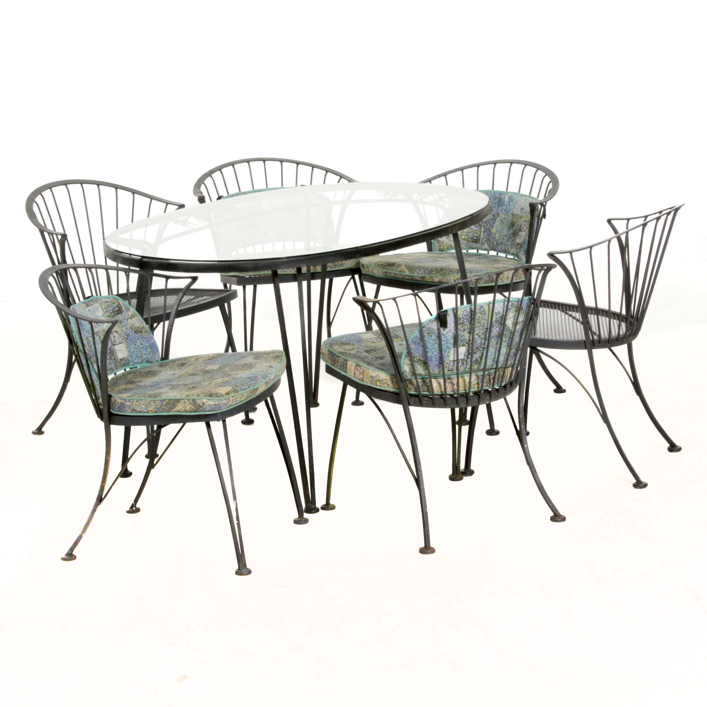 Mid Century Modern Wrought Iron Patio Dining Set