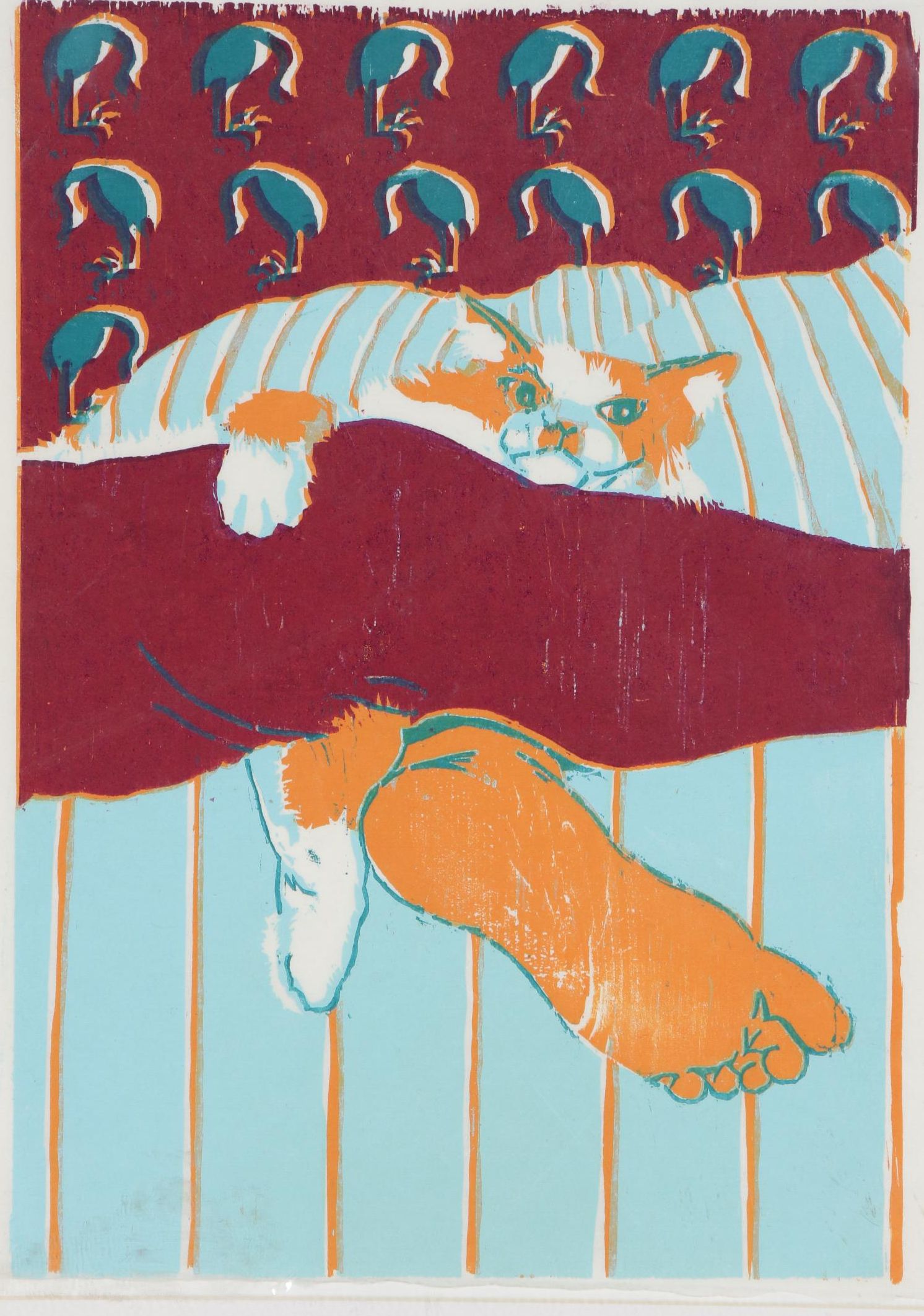 Martha Knox Woodcut "Pussietoes"