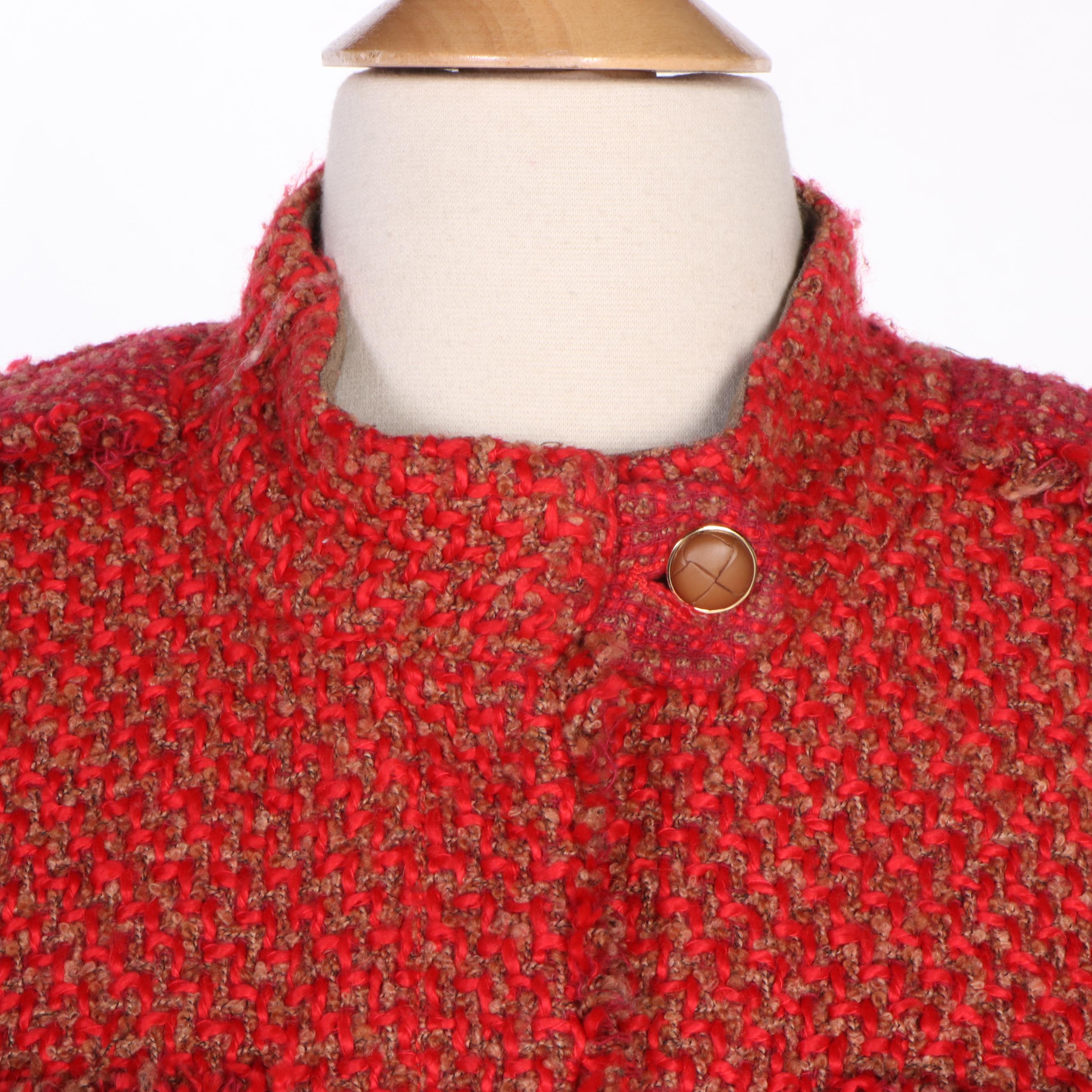 Tory Burch Red Bouclé Knit Kingston Tweed Jacket