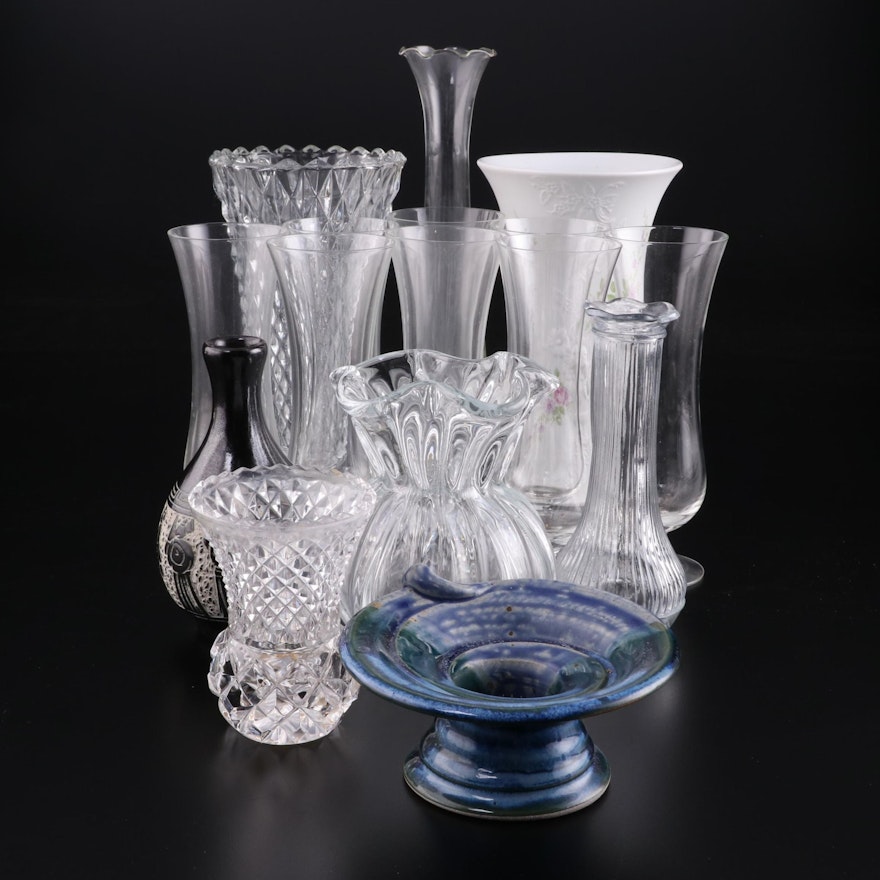 Kaiser Porcelain Vase with Other Glass and Ceramic Vases, Mid/Late 20th Century