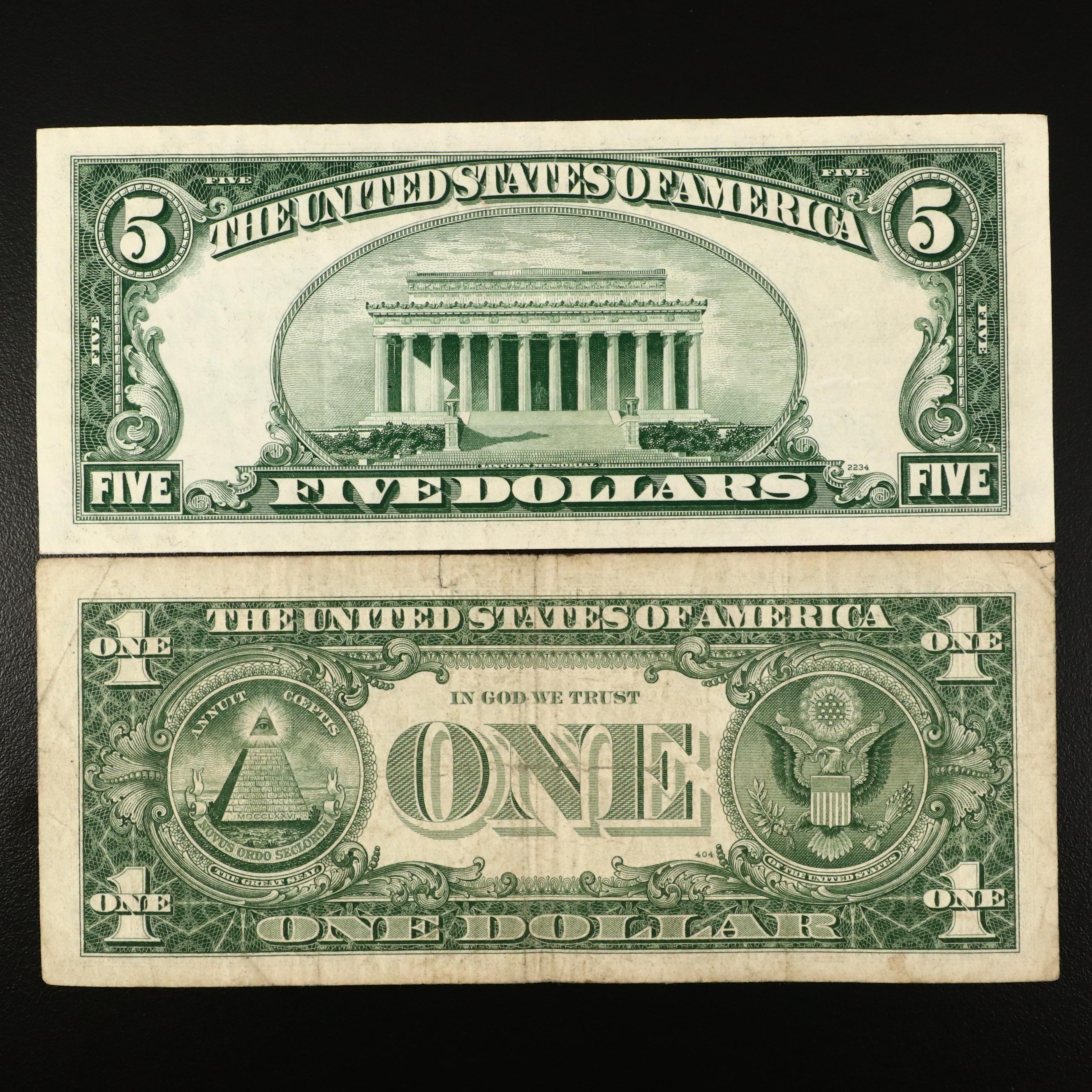 Sixteen U.S. Currency Notes, 1914 to 1957