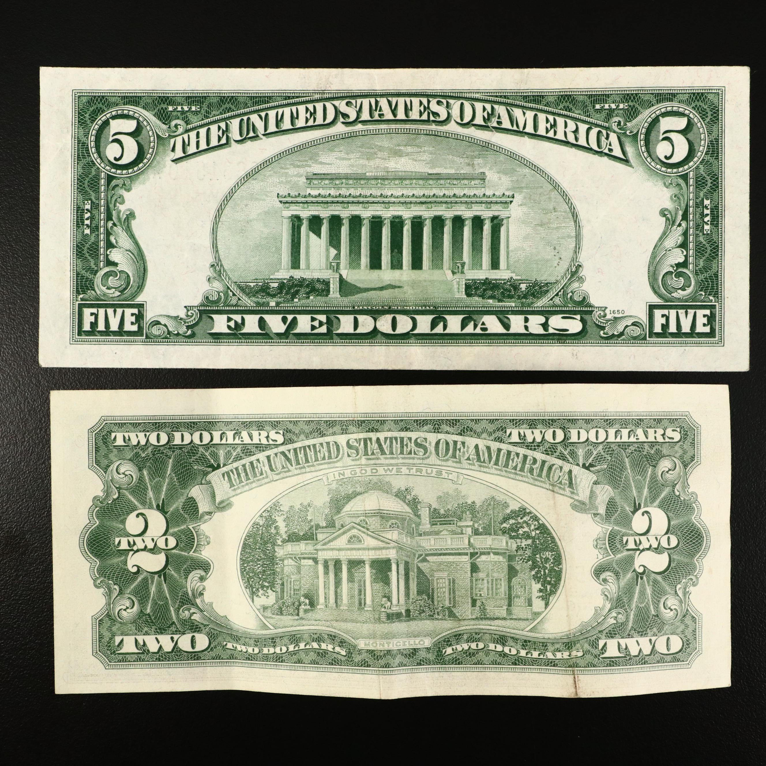 Sixteen U.S. Currency Notes, 1914 to 1957