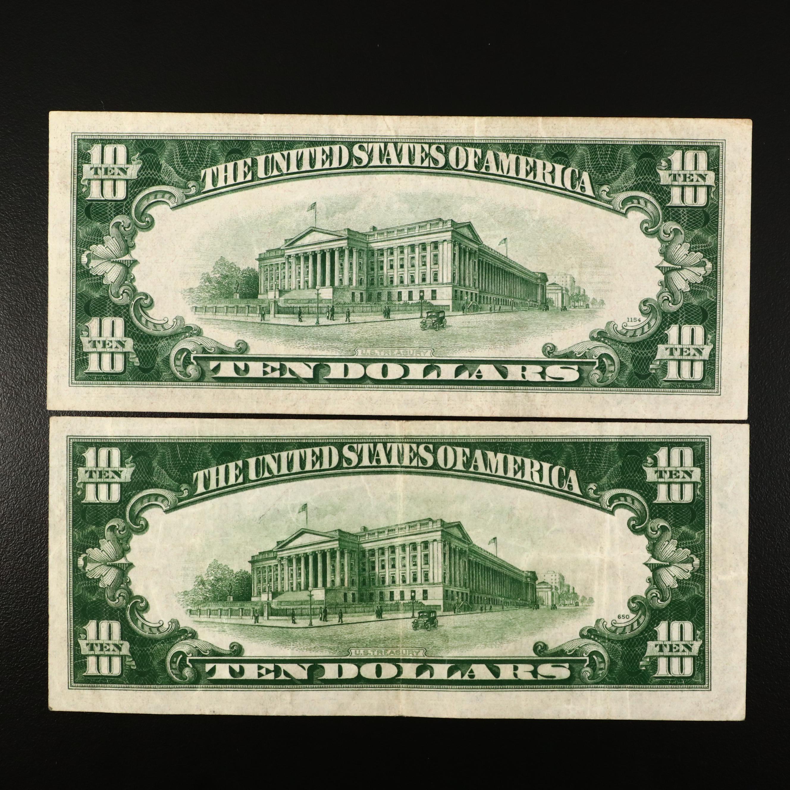 Sixteen U.S. Currency Notes, 1914 to 1957
