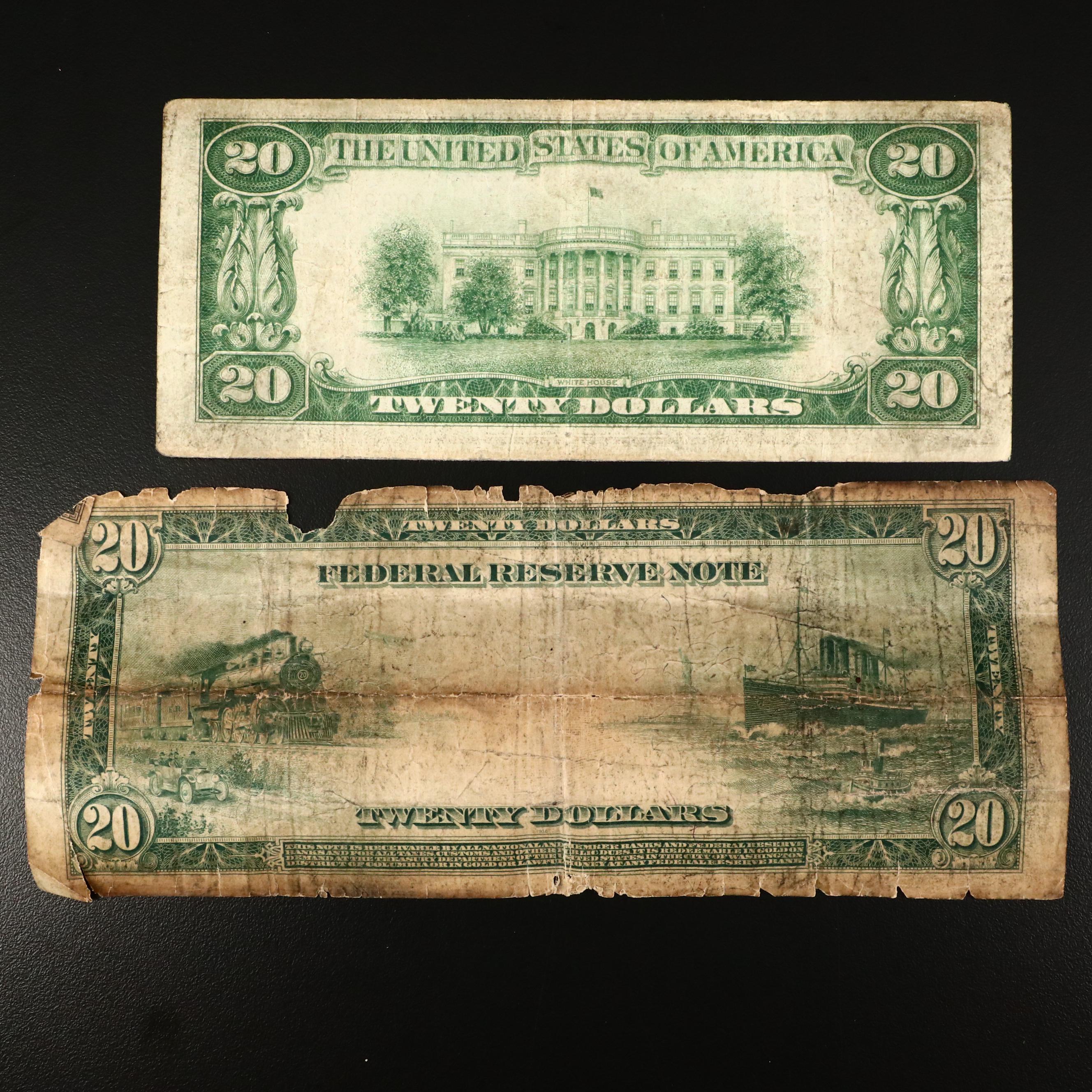 Sixteen U.S. Currency Notes, 1914 to 1957