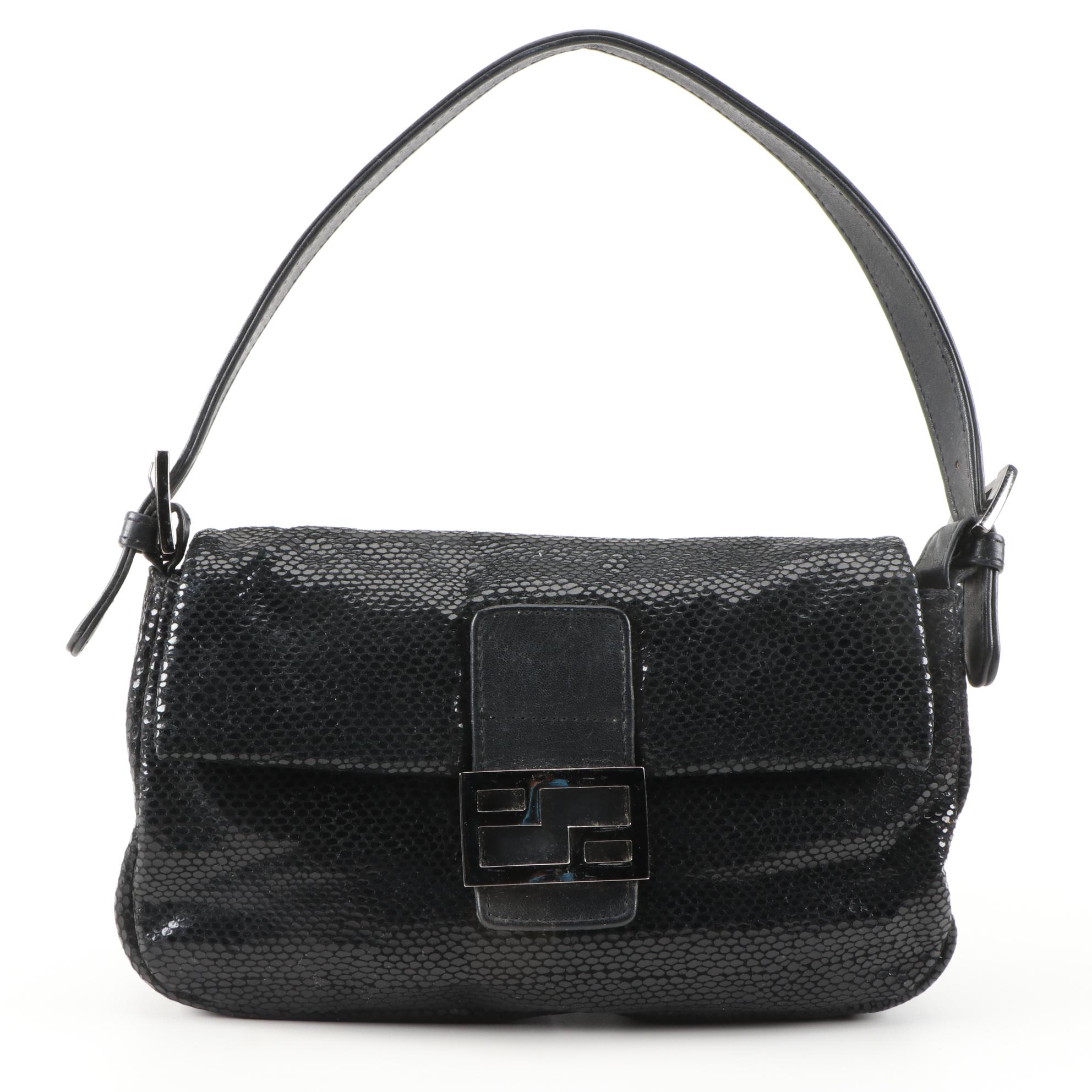 Ashley New York Baguettes in Black and Brown Lizard Skin Effect and Leather