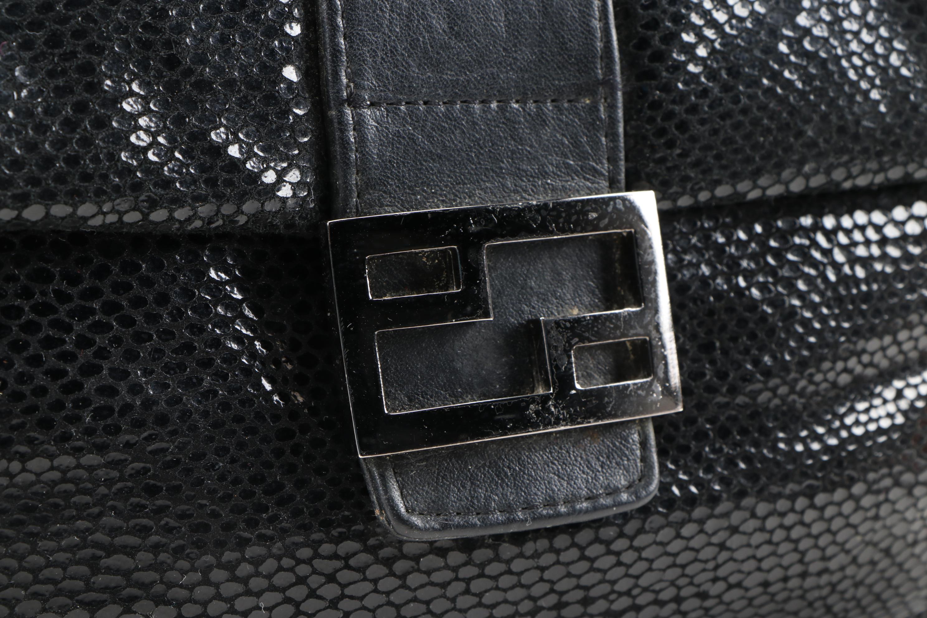 Ashley New York Baguettes in Black and Brown Lizard Skin Effect and Leather