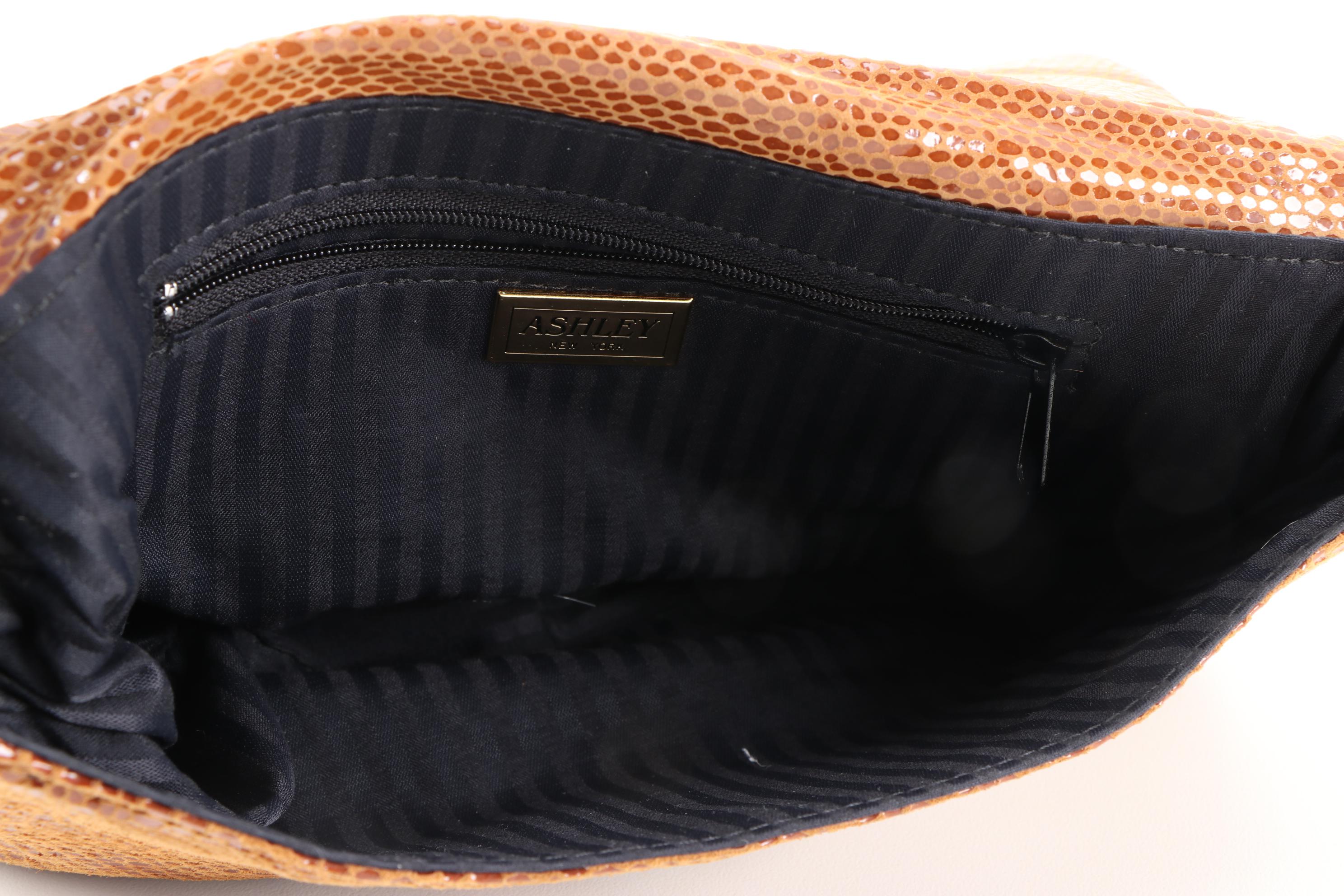 Ashley New York Baguettes in Black and Brown Lizard Skin Effect and Leather