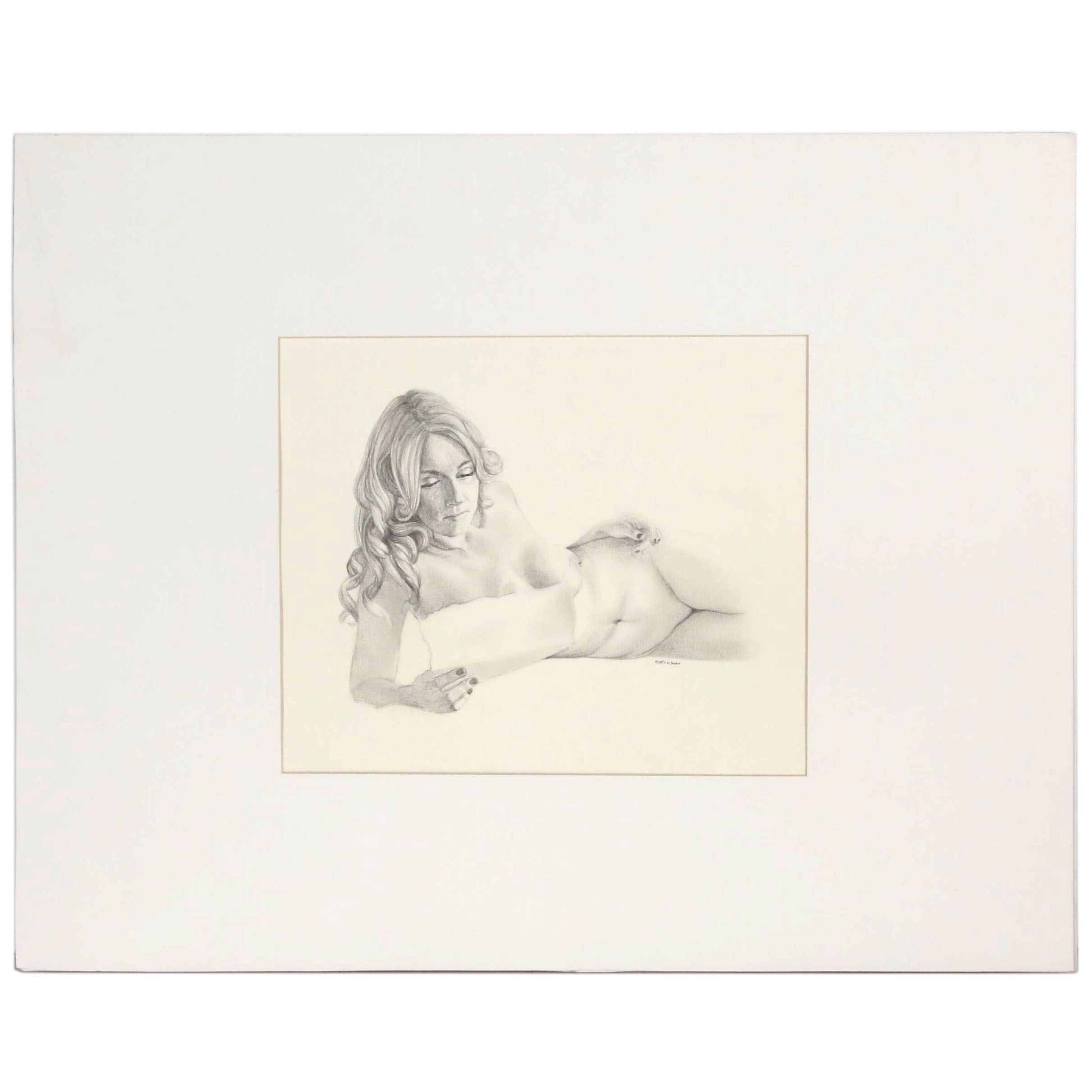 Bruce Erikson Nude Graphite Drawing "Study for 'Flaming June'"