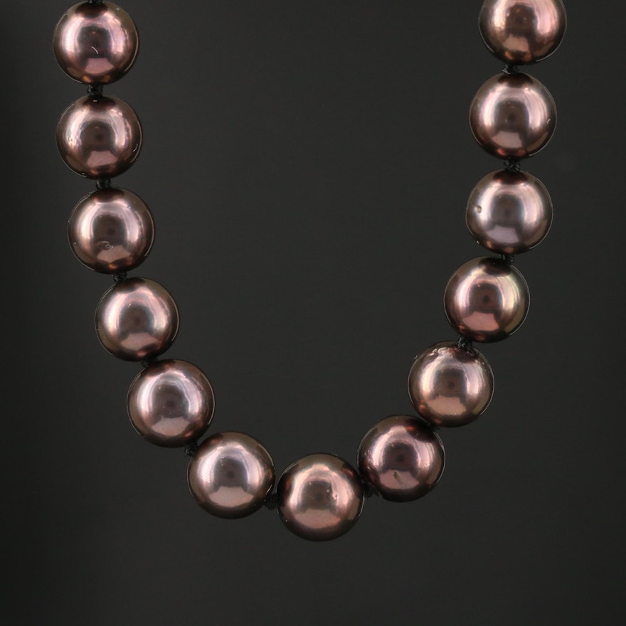 Strand of Brown Pearls with 14K Clasp