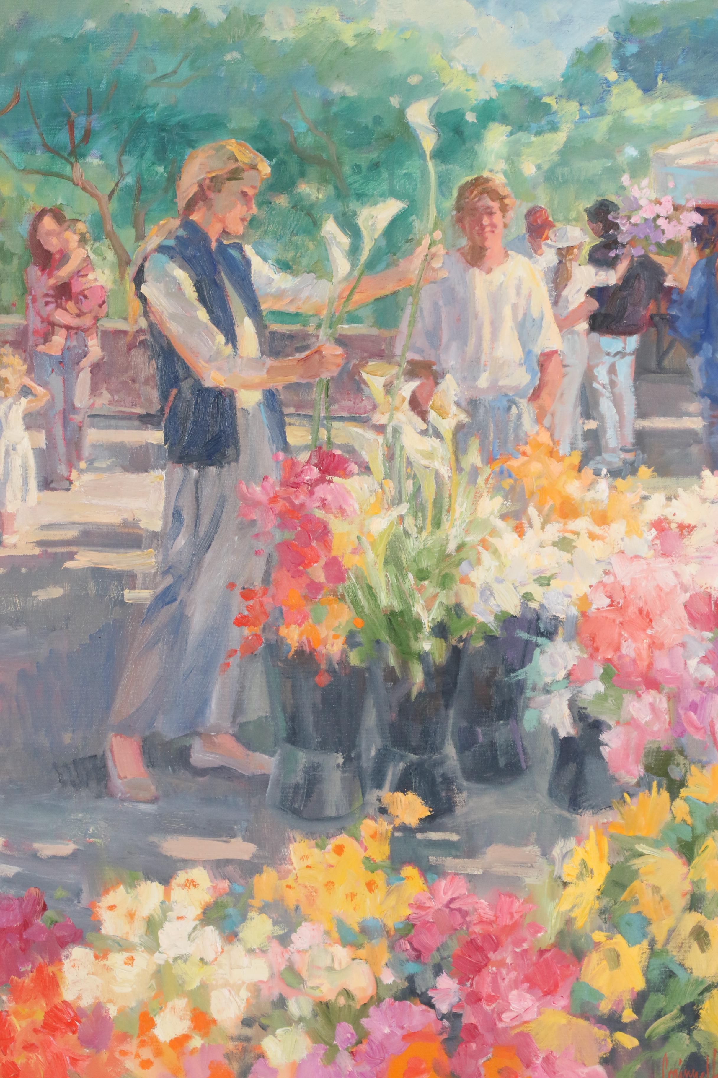 Corinne Hartley Oil Painting of Flower Market