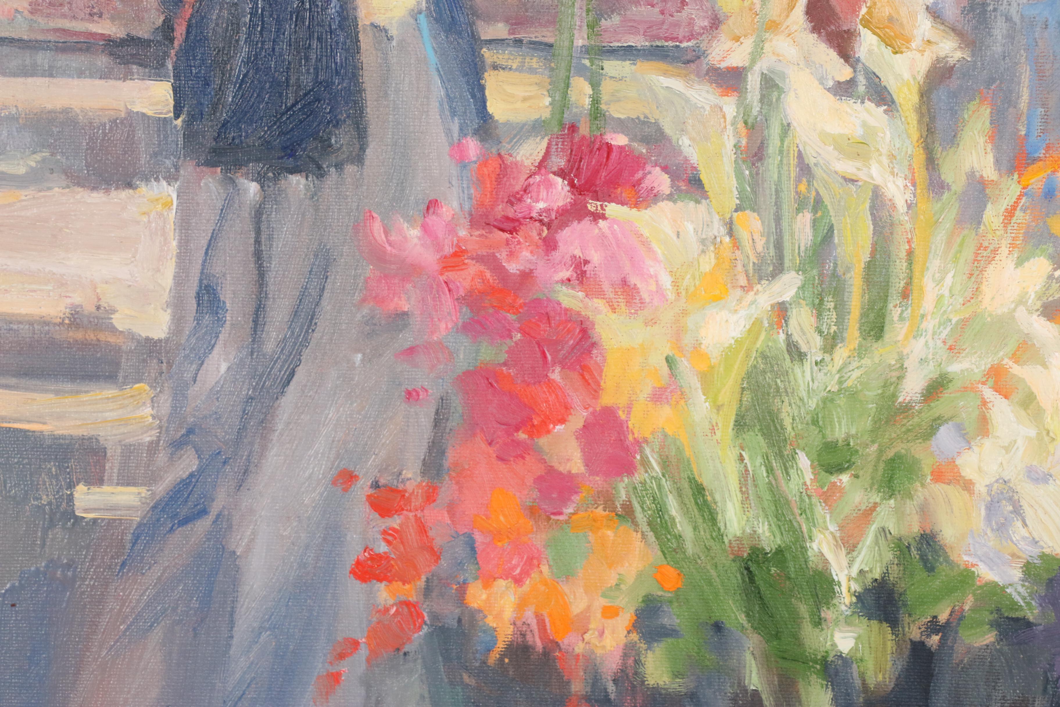 Corinne Hartley Oil Painting of Flower Market