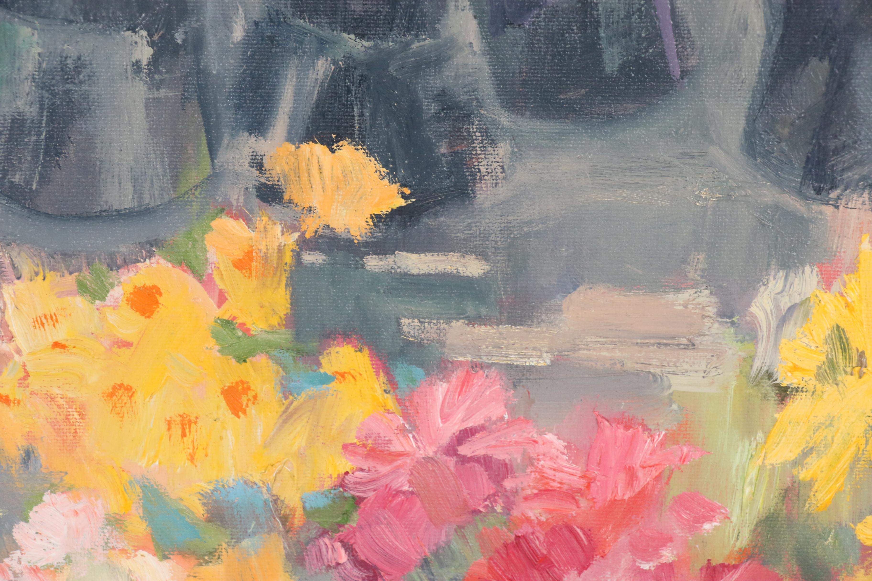 Corinne Hartley Oil Painting of Flower Market