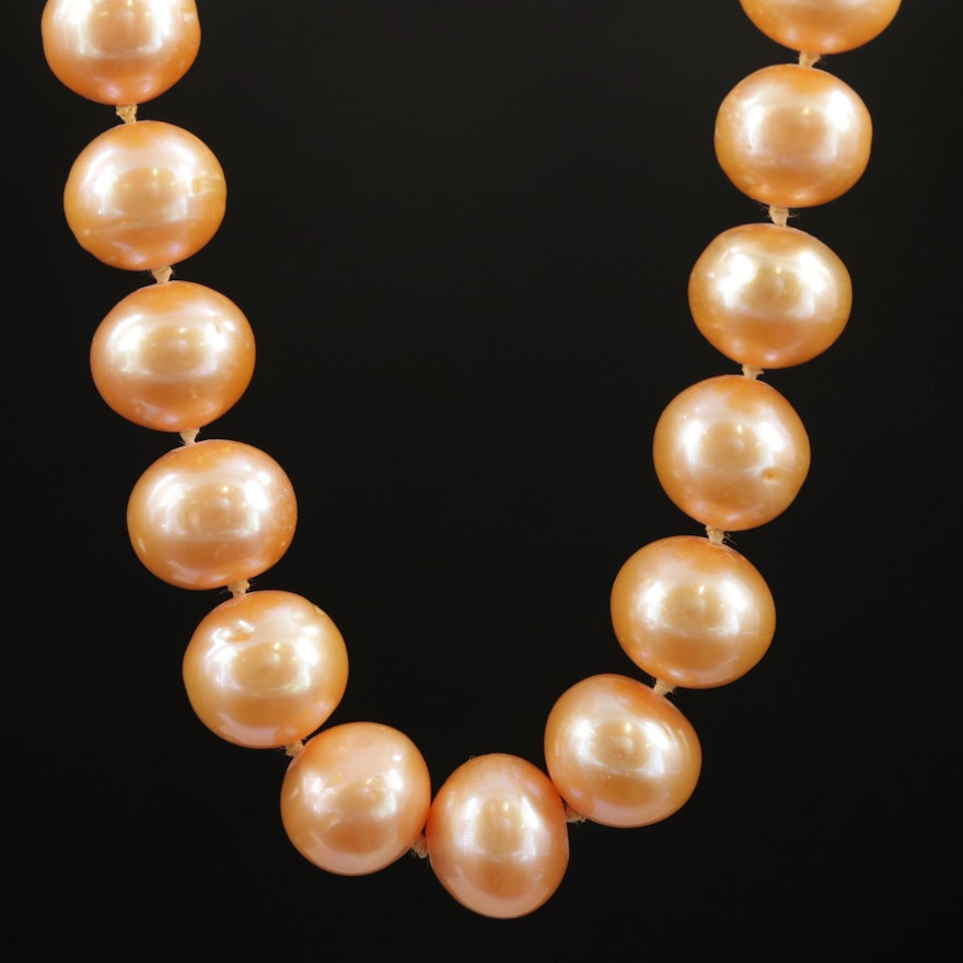 Cultured Pearl Necklace With 14K Yellow Gold Clasp