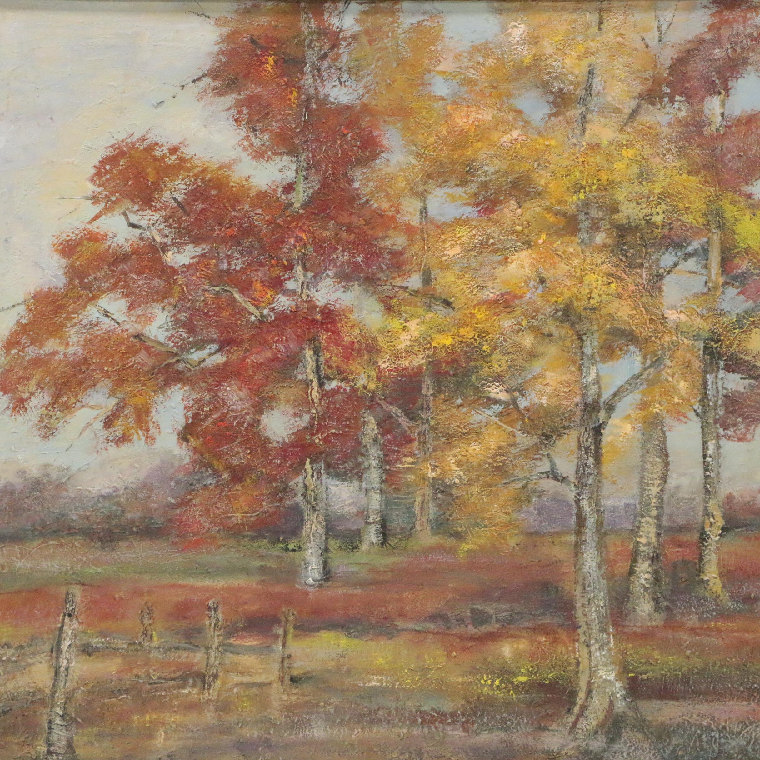 Landscape Acrylic Painting Attributed to Wanda Prillaman